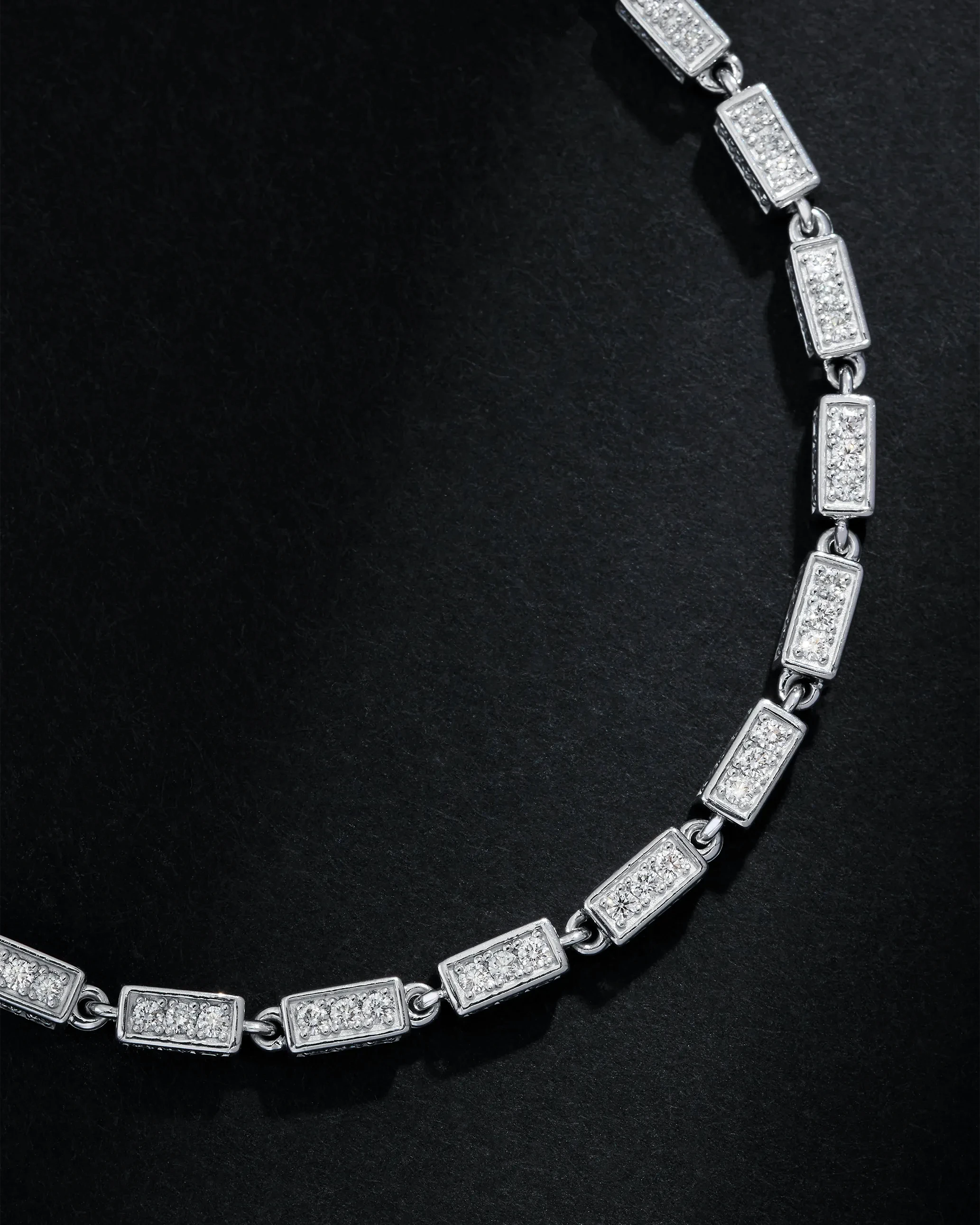 Suzanne Kalan Block-Chain Full Pave Diamond Medium Bracelet in 18k white gold
