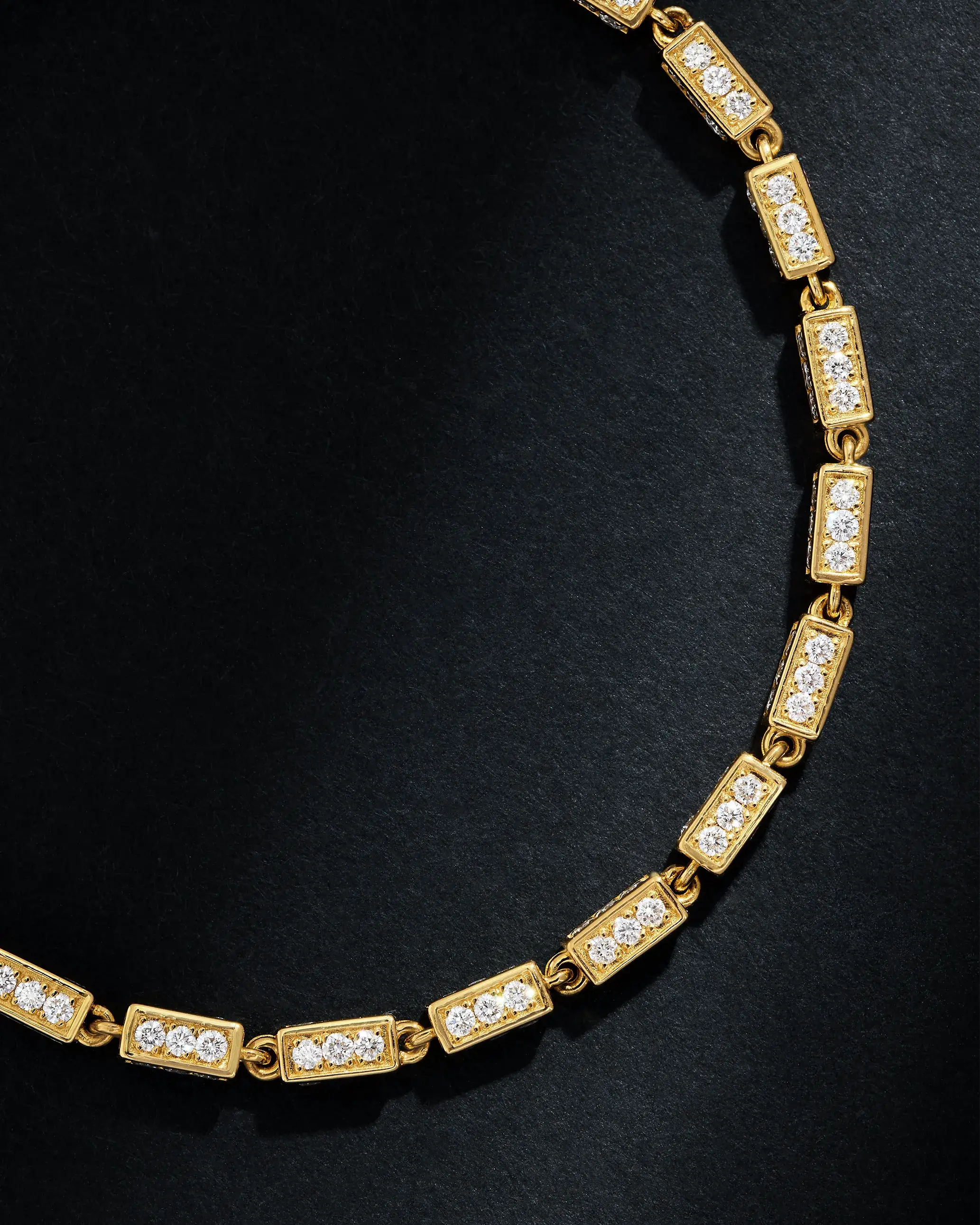 Suzanne Kalan Block-Chain Full Pave Diamond Medium Bracelet in 18k yellow gold