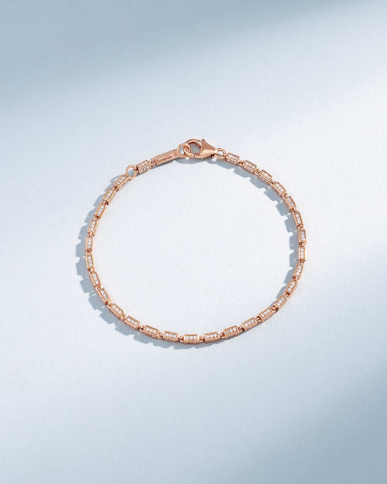 Suzanne Kalan Block-Chain Full Pave Diamond Thin Bracelet in 18k rose gold