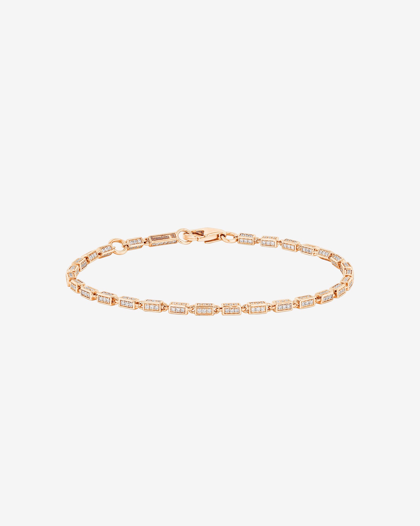 Suzanne Kalan Block-Chain Full Pave Diamond Thin Bracelet in 18k rose gold