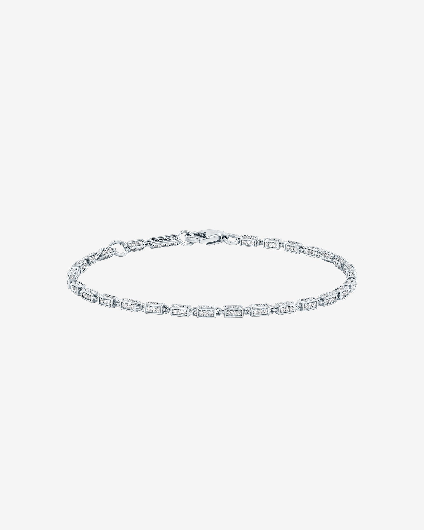 Suzanne Kalan Block-Chain Full Pave Diamond Thin Bracelet in 18k white gold