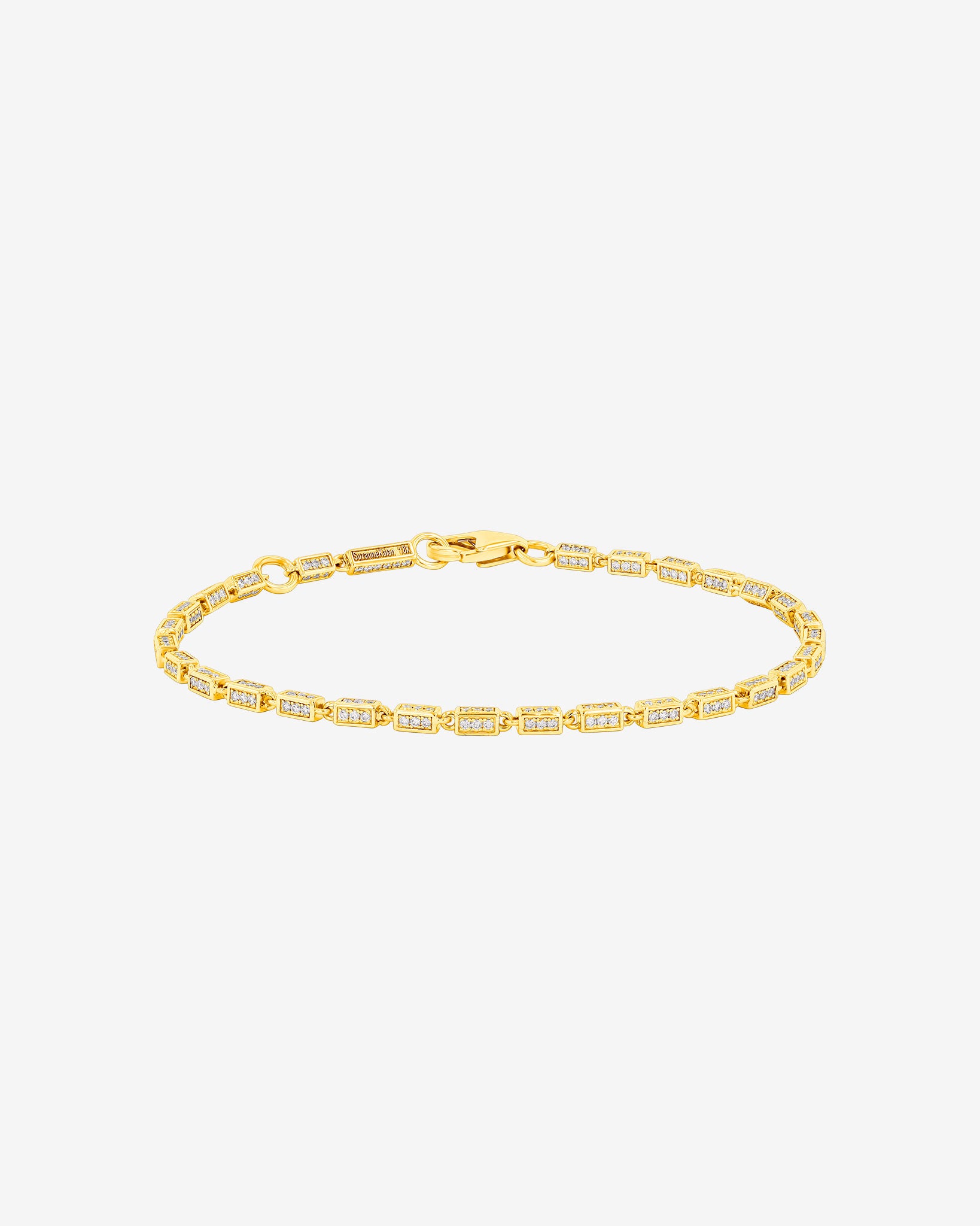 Suzanne Kalan Block-Chain Full Pave Diamond Thin Bracelet in 18k yellow gold