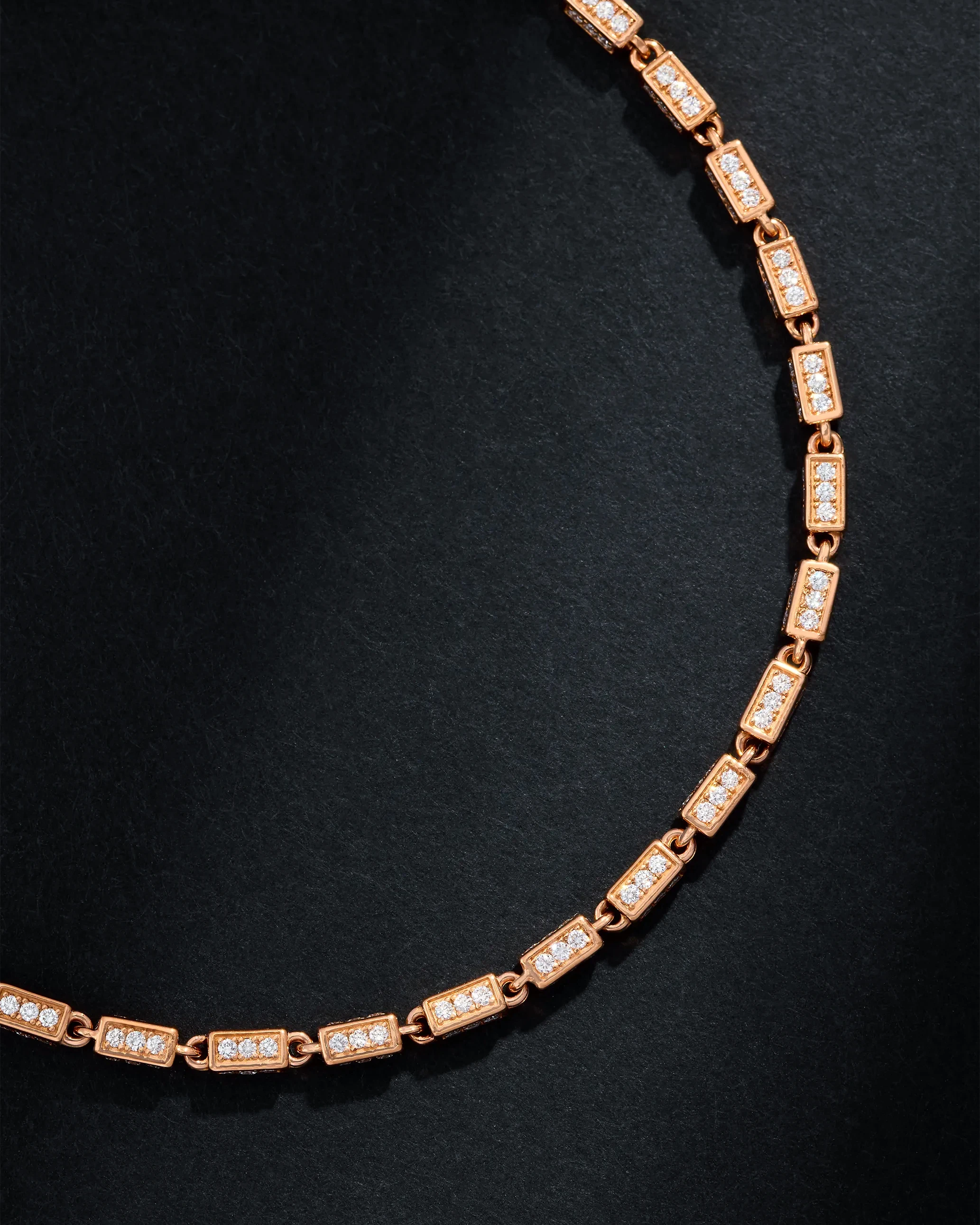 Suzanne Kalan Block-Chain Full Pave Diamond Thin Bracelet in 18k rose gold