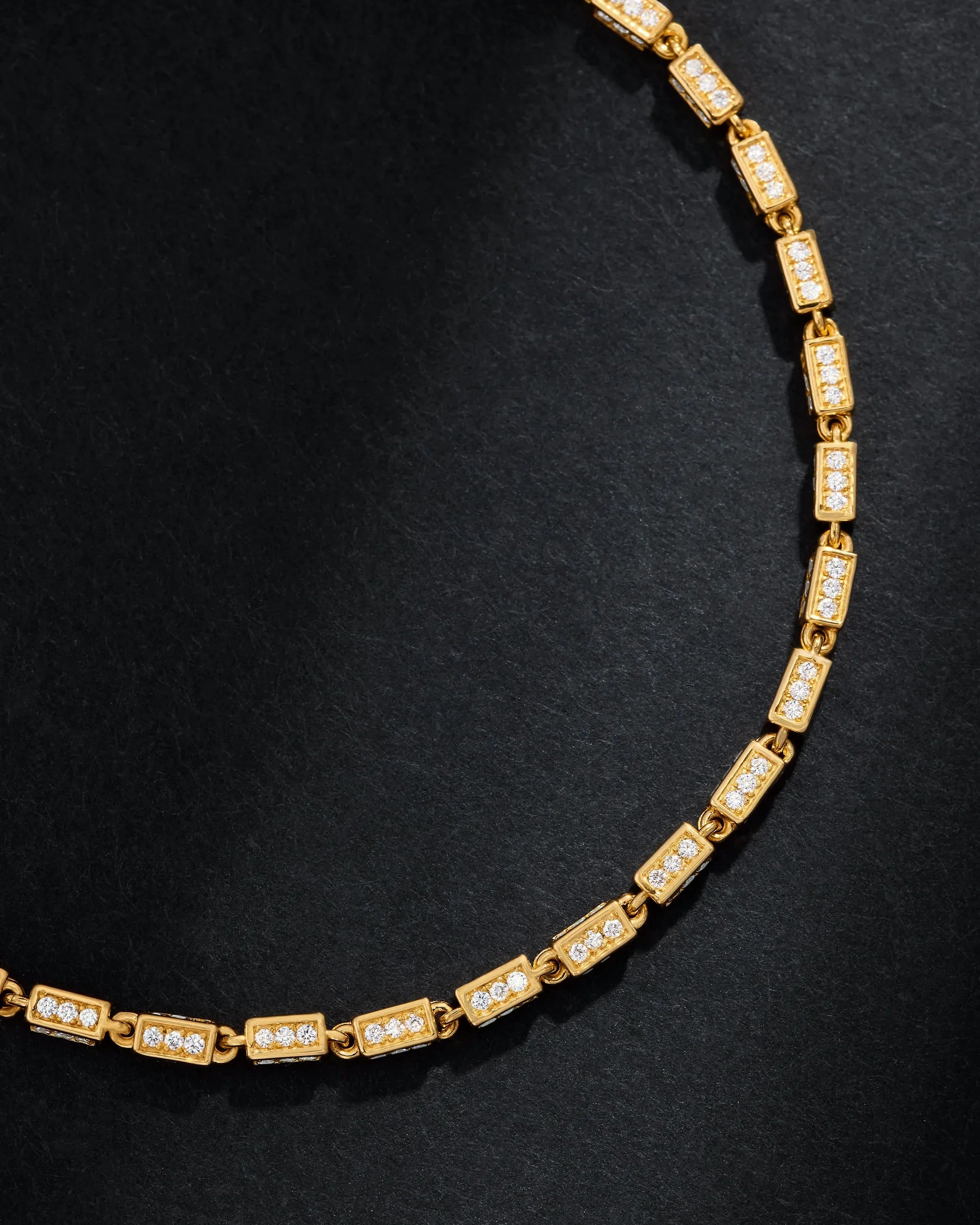 Suzanne Kalan Block-Chain Full Pave Diamond Thin Bracelet in 18k yellow gold