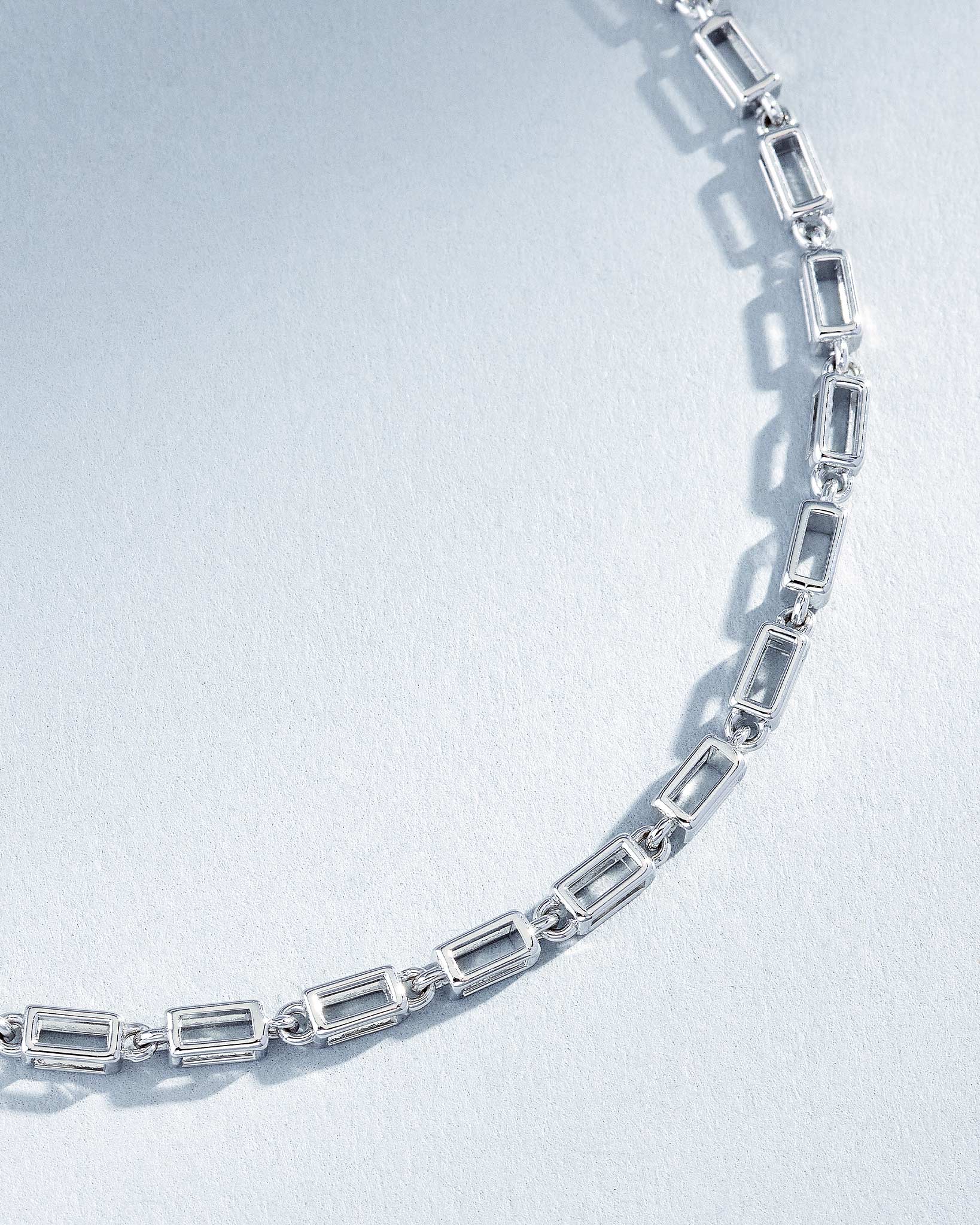 Suzanne Kalan Block-Chain Hollow Medium Bracelet in 18k white gold