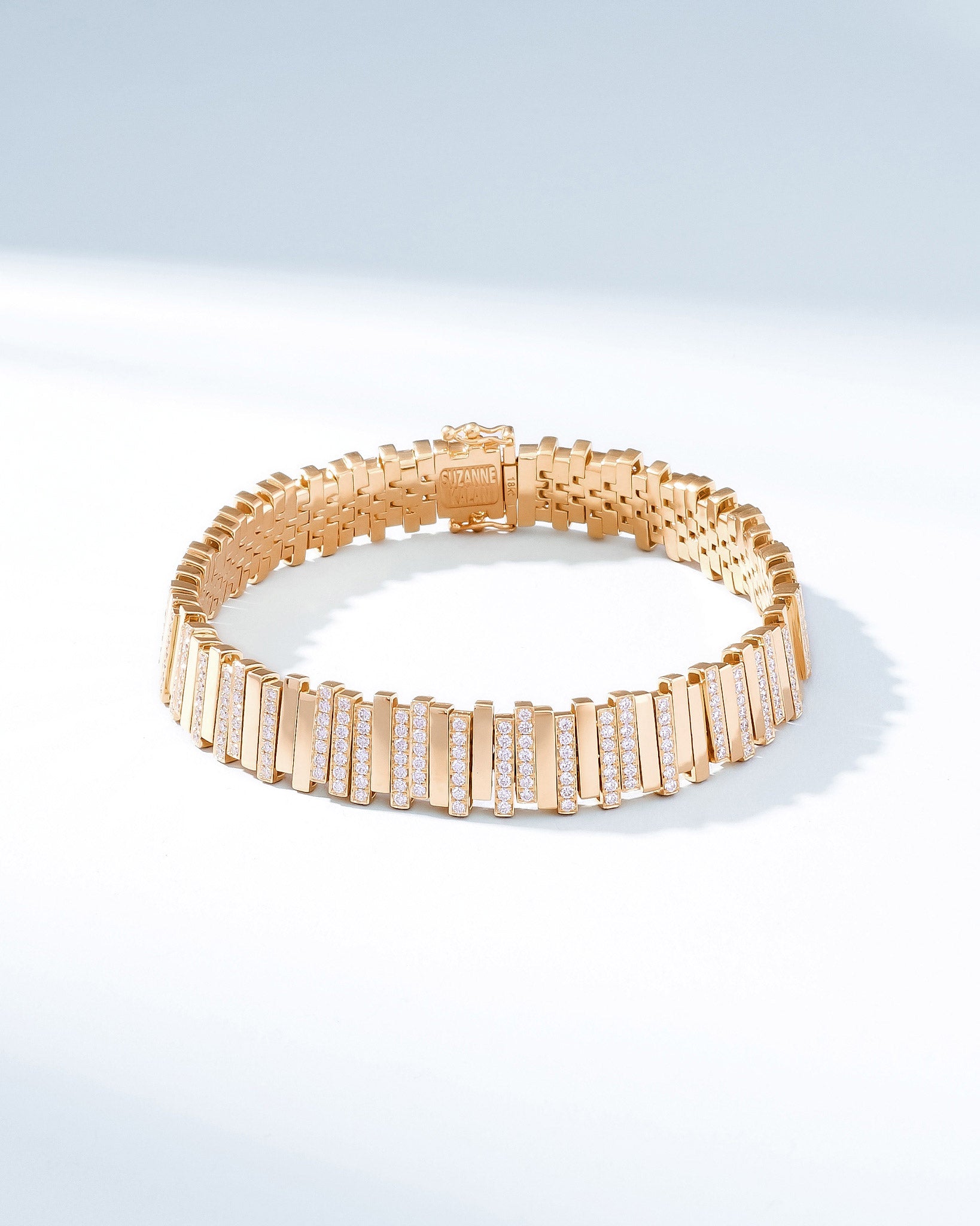 Suzanne Kalan Golden Stacker Half Pavé Tennis Bracelet in 18k rose gold