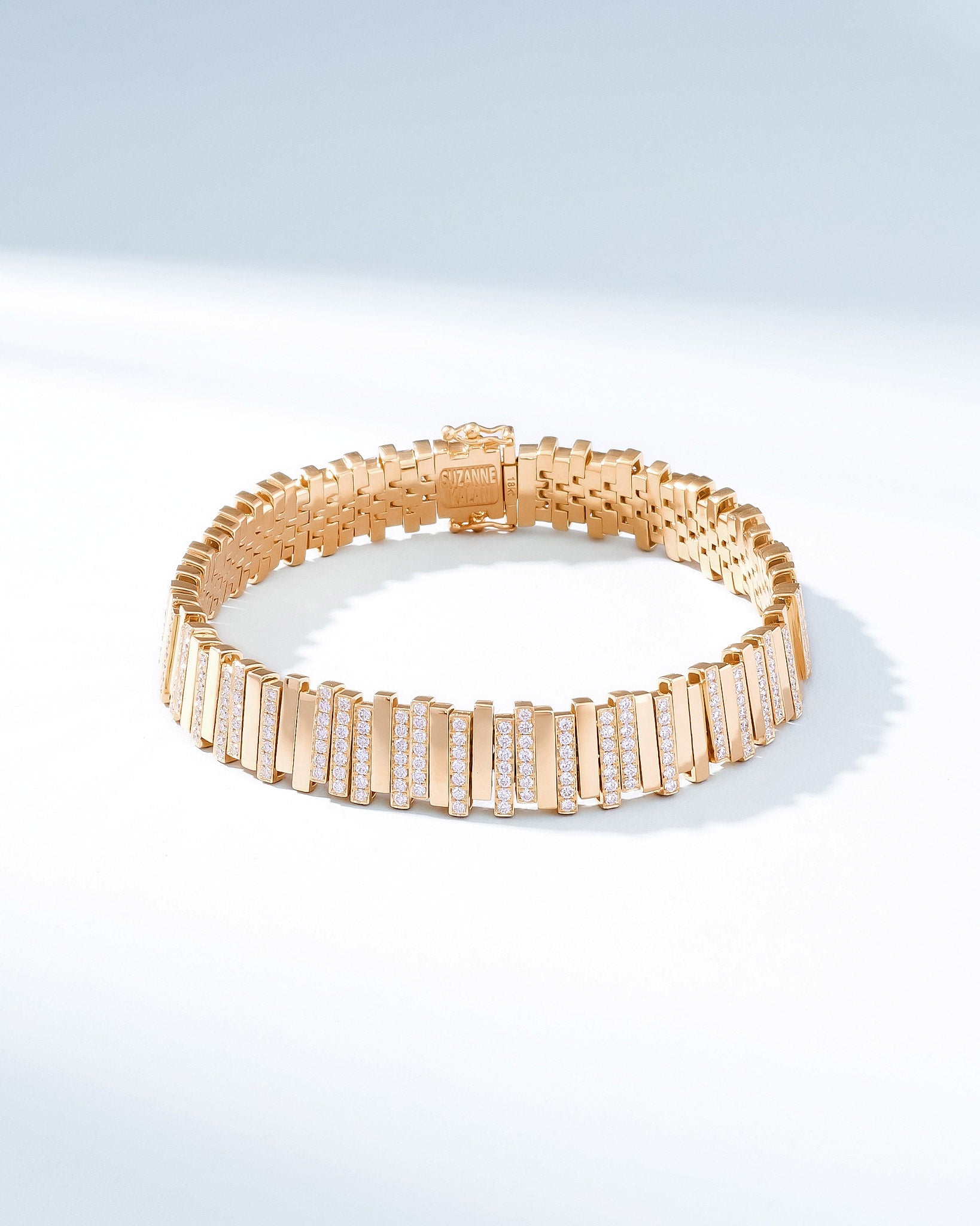 Suzanne Kalan Golden Stacker Half Pave Tennis Bracelet in 18k rose gold