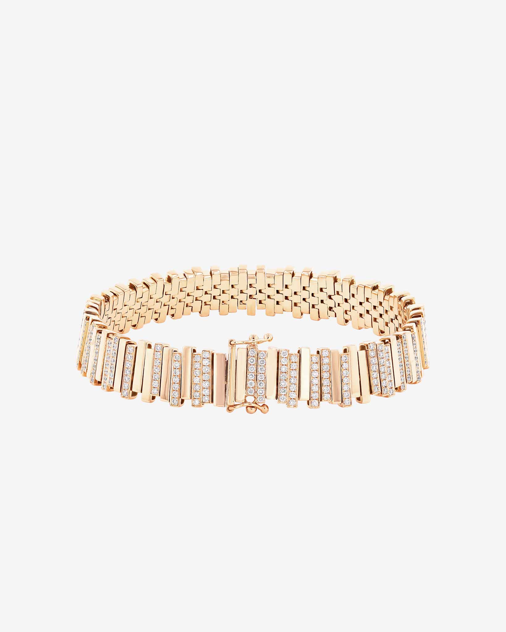 Suzanne Kalan Golden Stacker Half Pavé Tennis Bracelet in 18k rose gold