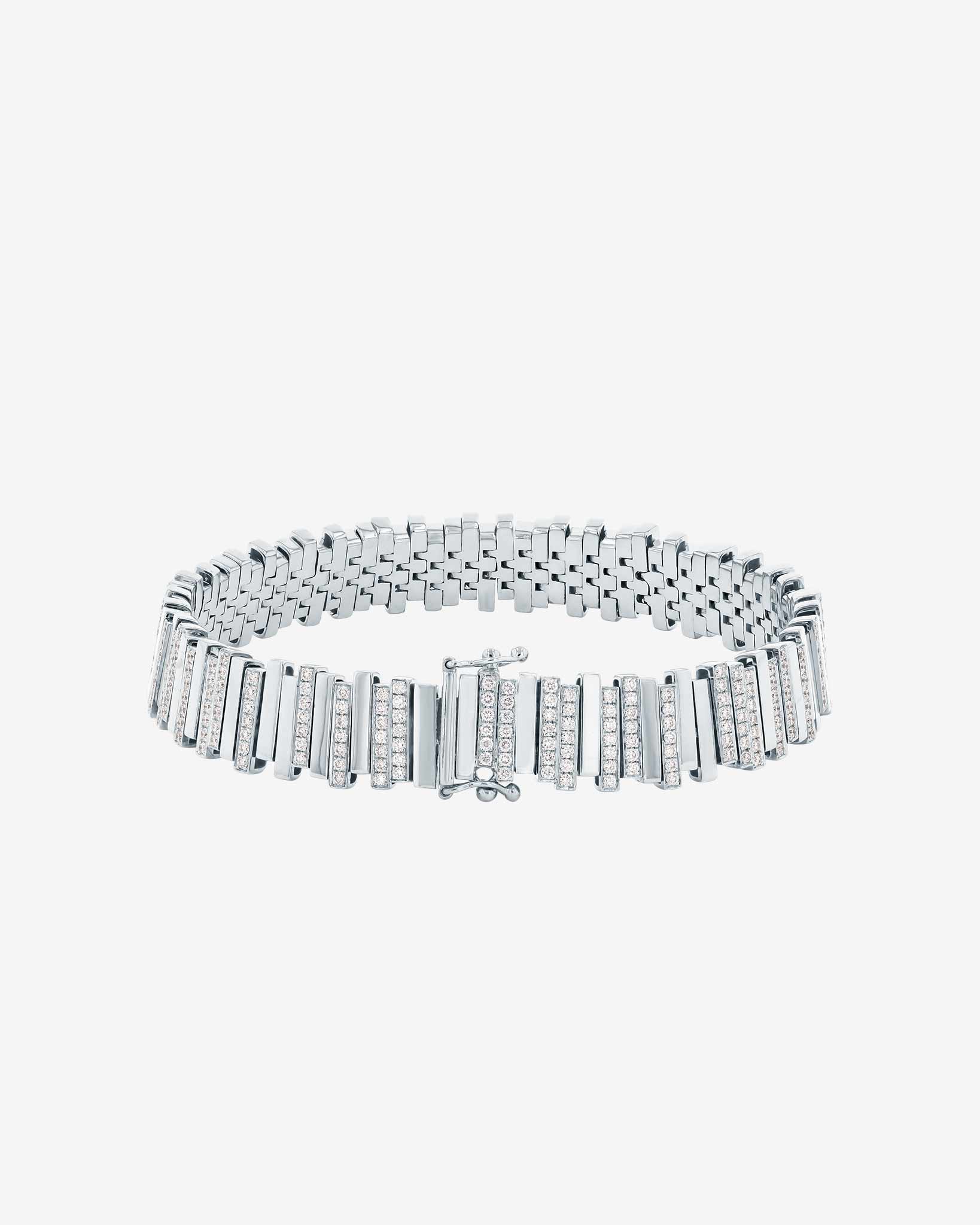 Suzanne Kalan Golden Stacker Half Pavé Tennis Bracelet in 18k white gold