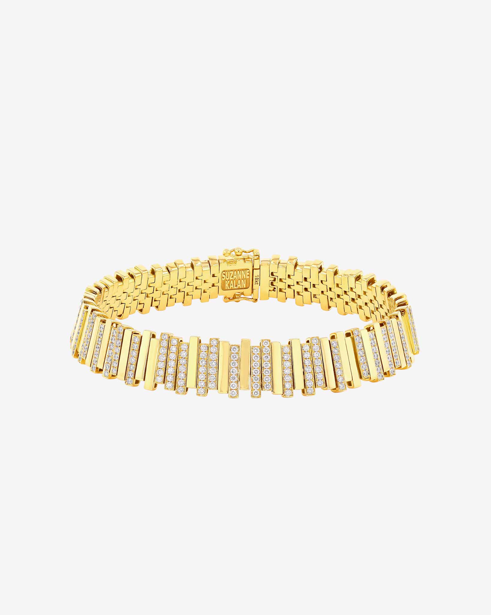 Suzanne Kalan Golden Stacker Half Pavé Tennis Bracelet in 18k yellow gold