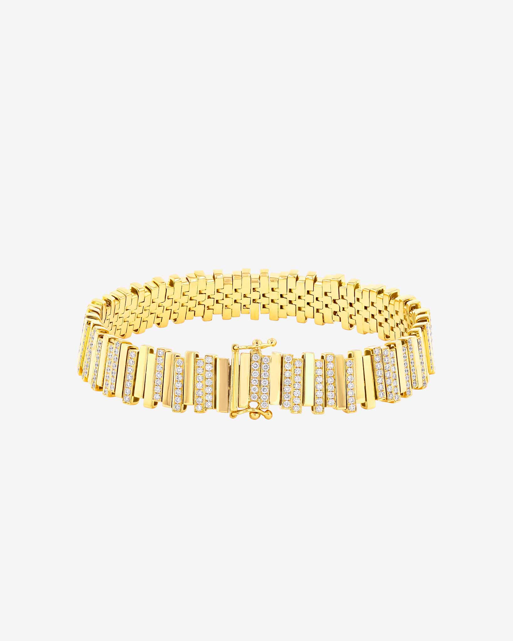 Suzanne Kalan Golden Stacker Half Pavé Tennis Bracelet in 18k yellow gold