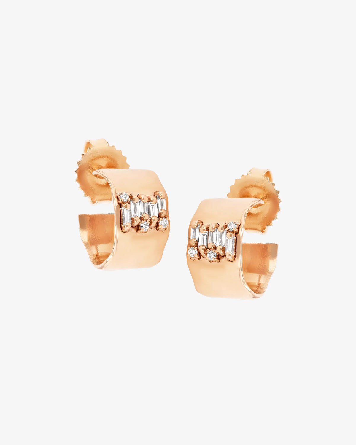 Suzanne Kalan Gilded Diamond Mini Hoops in 18k rose gold
