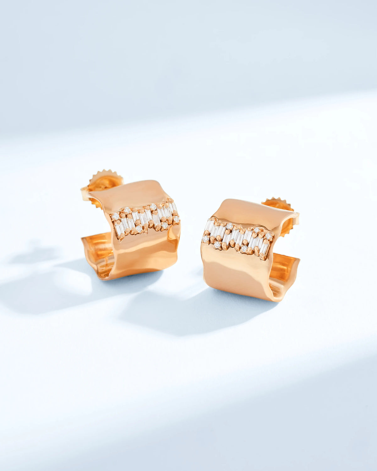 Suzanne Kalan Gilded Diamond Midi Hoops in rose gold