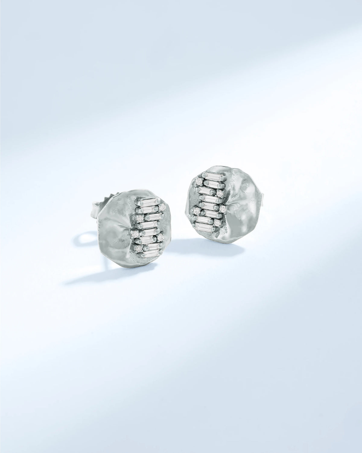 Suzanne Kalan Gilded Diamond Studs in 18k white gold
