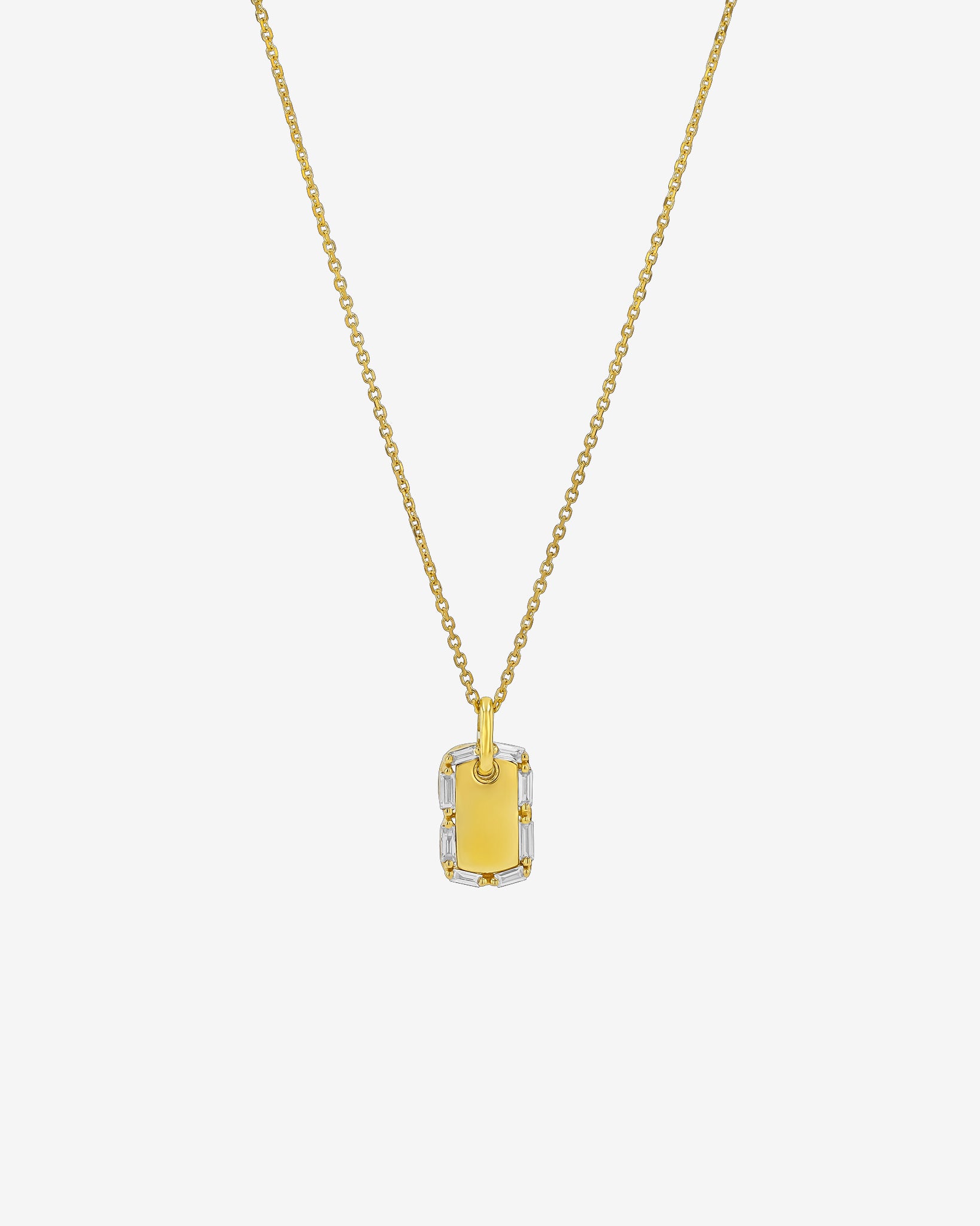 Golden Mini Dog Tag Diamond Pendant | Suzanne Kalan®