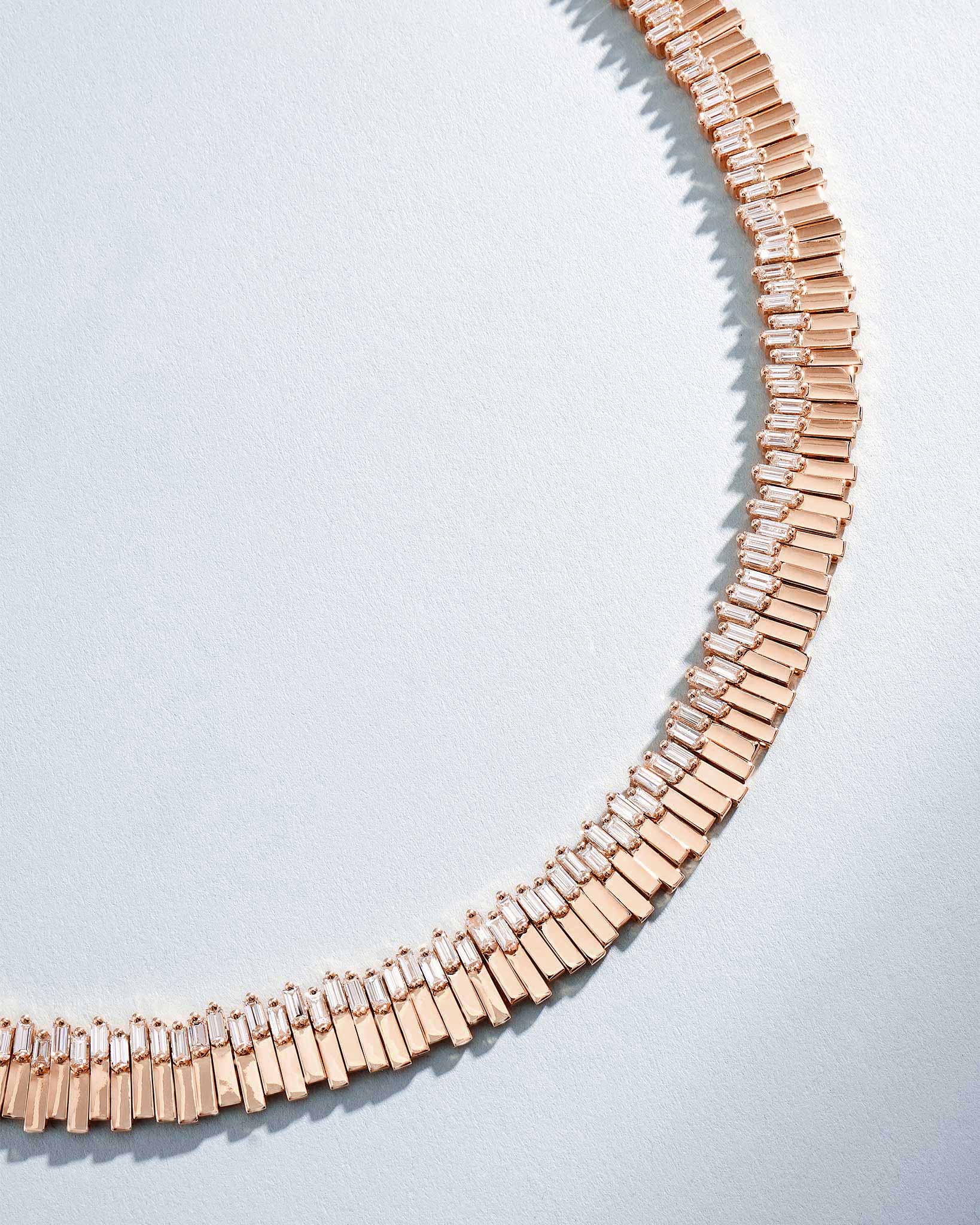 Suzanne Kalan Golden Midi Stacker Diamond Tennis Necklace in 18k rose gold