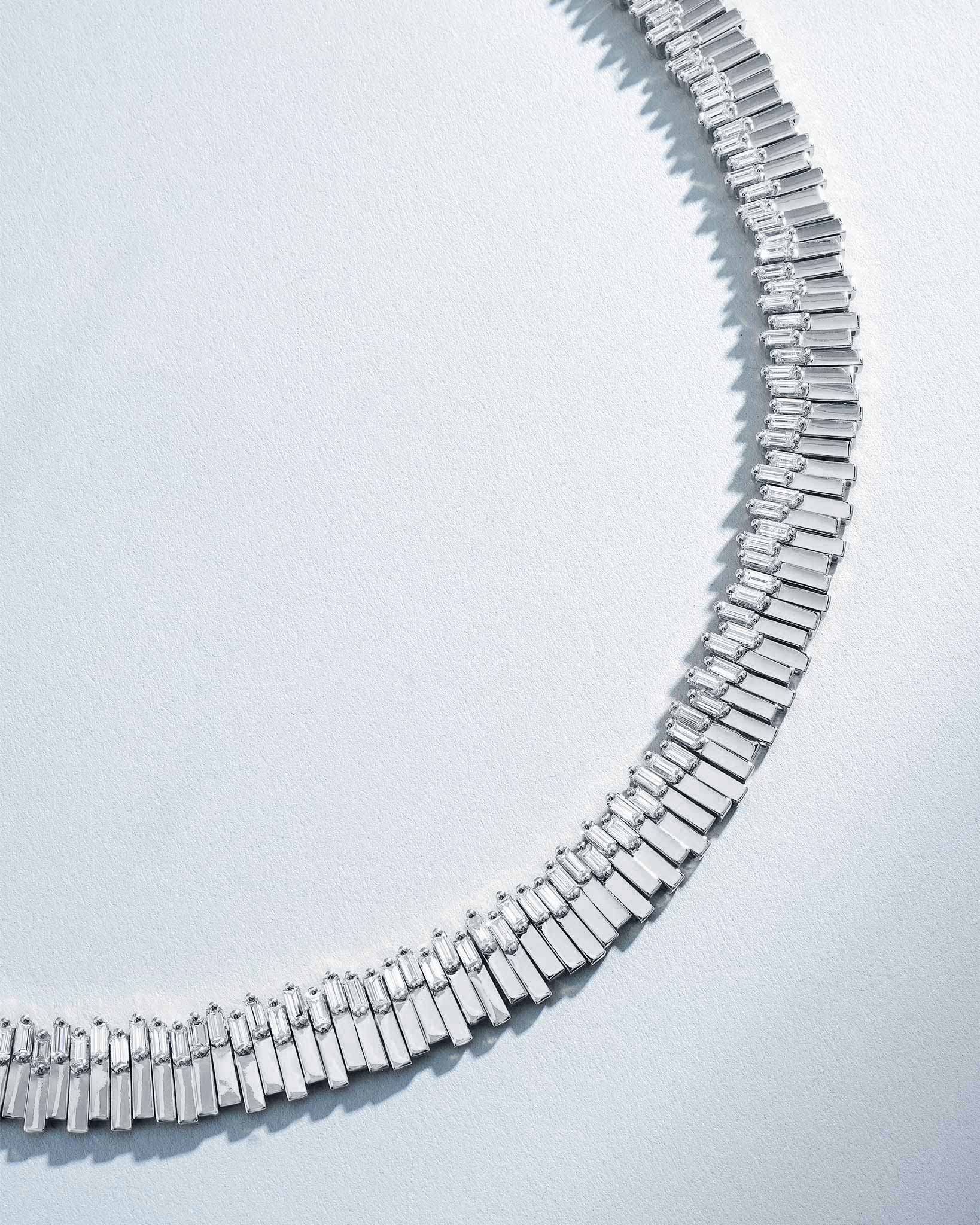 Suzanne Kalan Golden Midi Stacker Diamond Tennis Necklace in 18k white gold