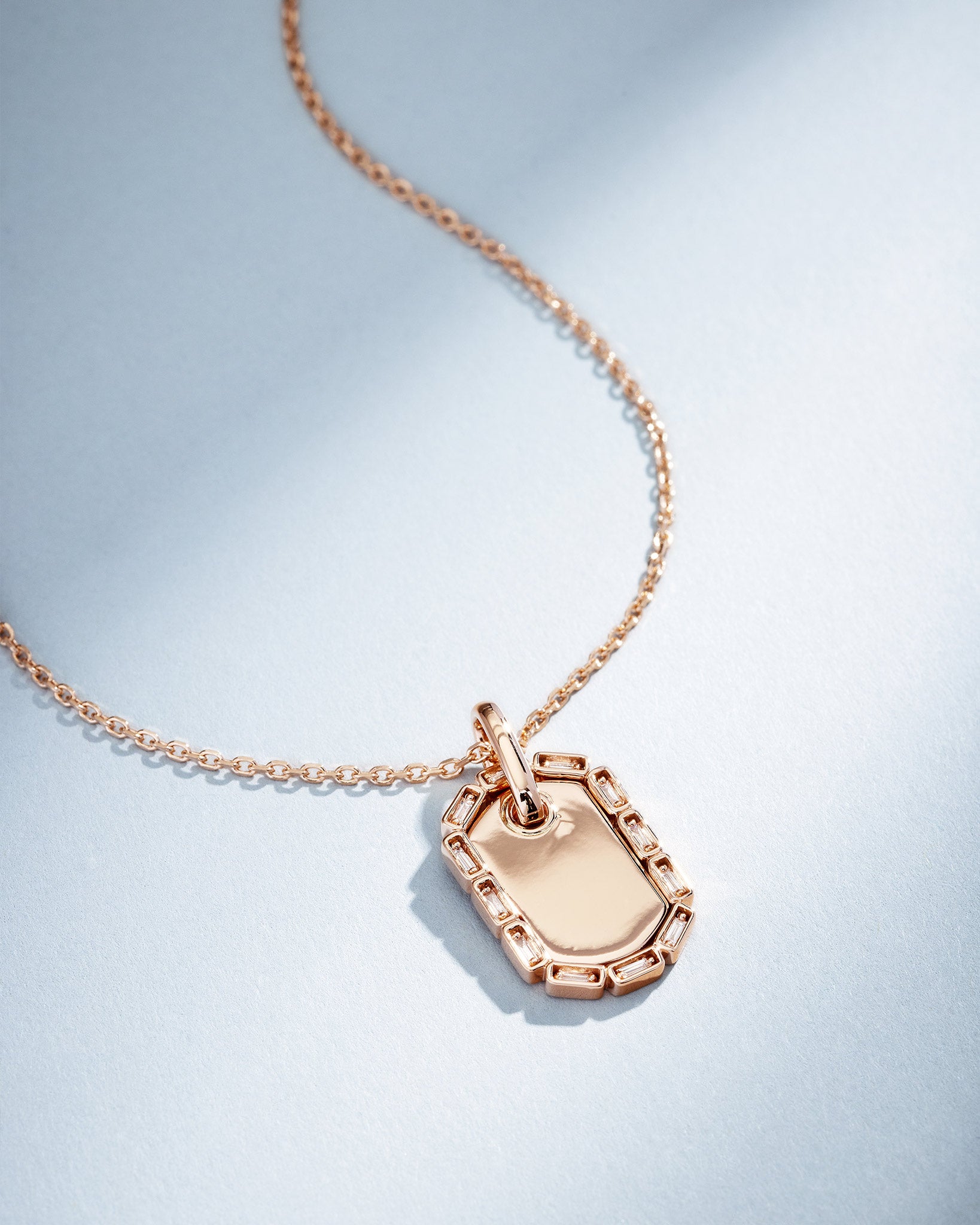 Suzanne Kalan Golden Midi Dog Tag Diamond Pendant in 18k rose gold