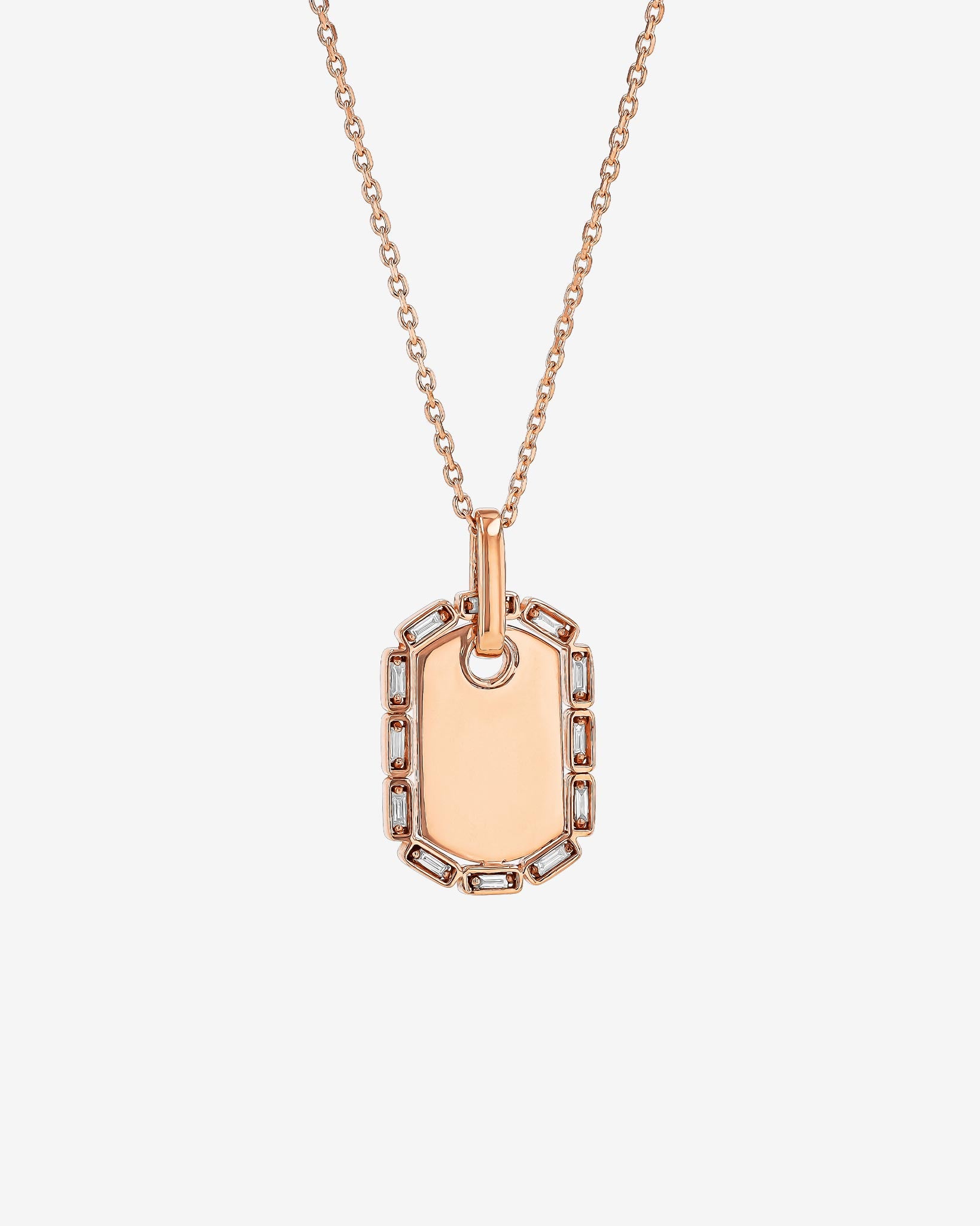 Suzanne Kalan Golden Midi Dog Tag Diamond Pendant in 18k rose gold