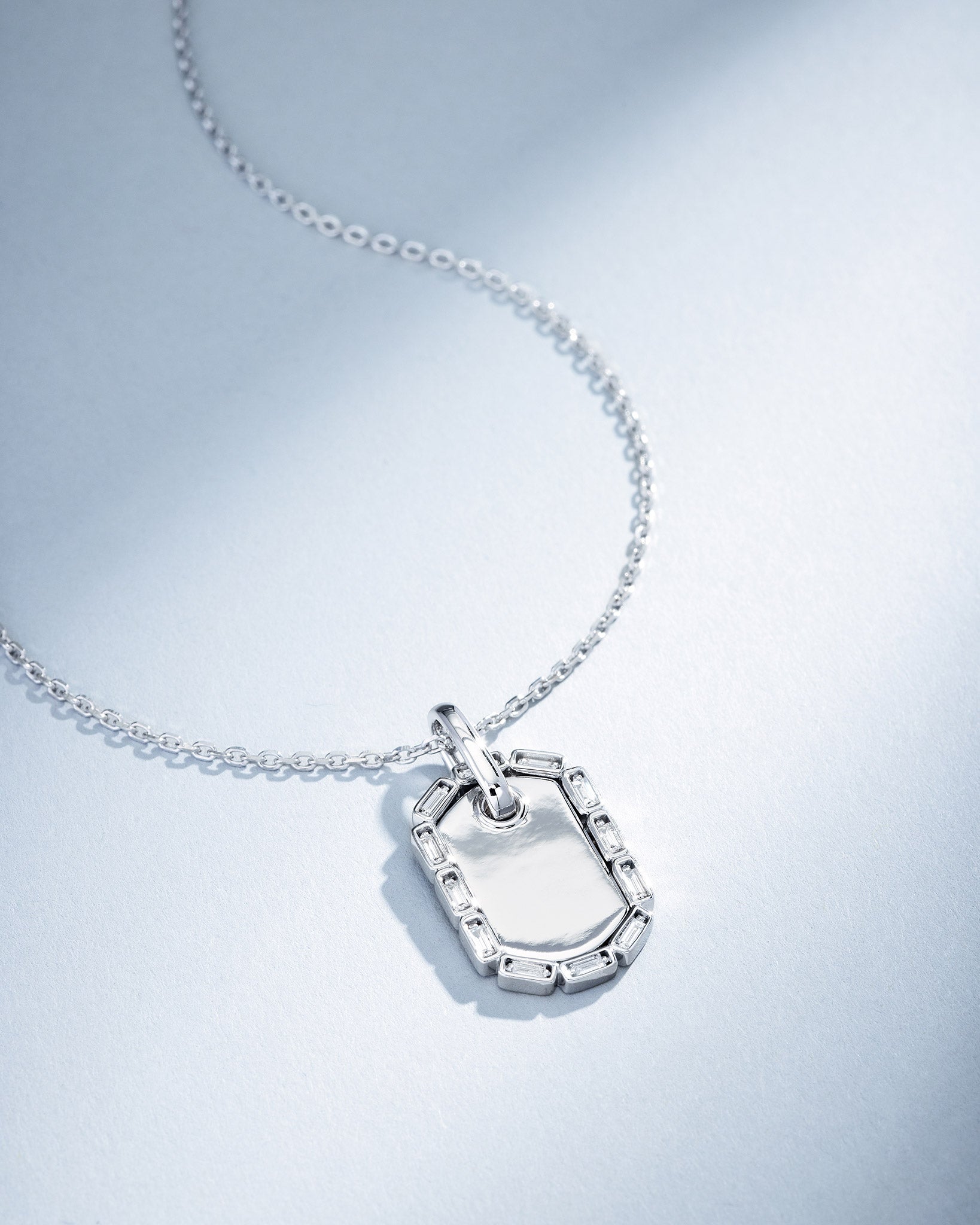 Suzanne Kalan Golden Midi Dog Tag Diamond Pendant in 18k white gold