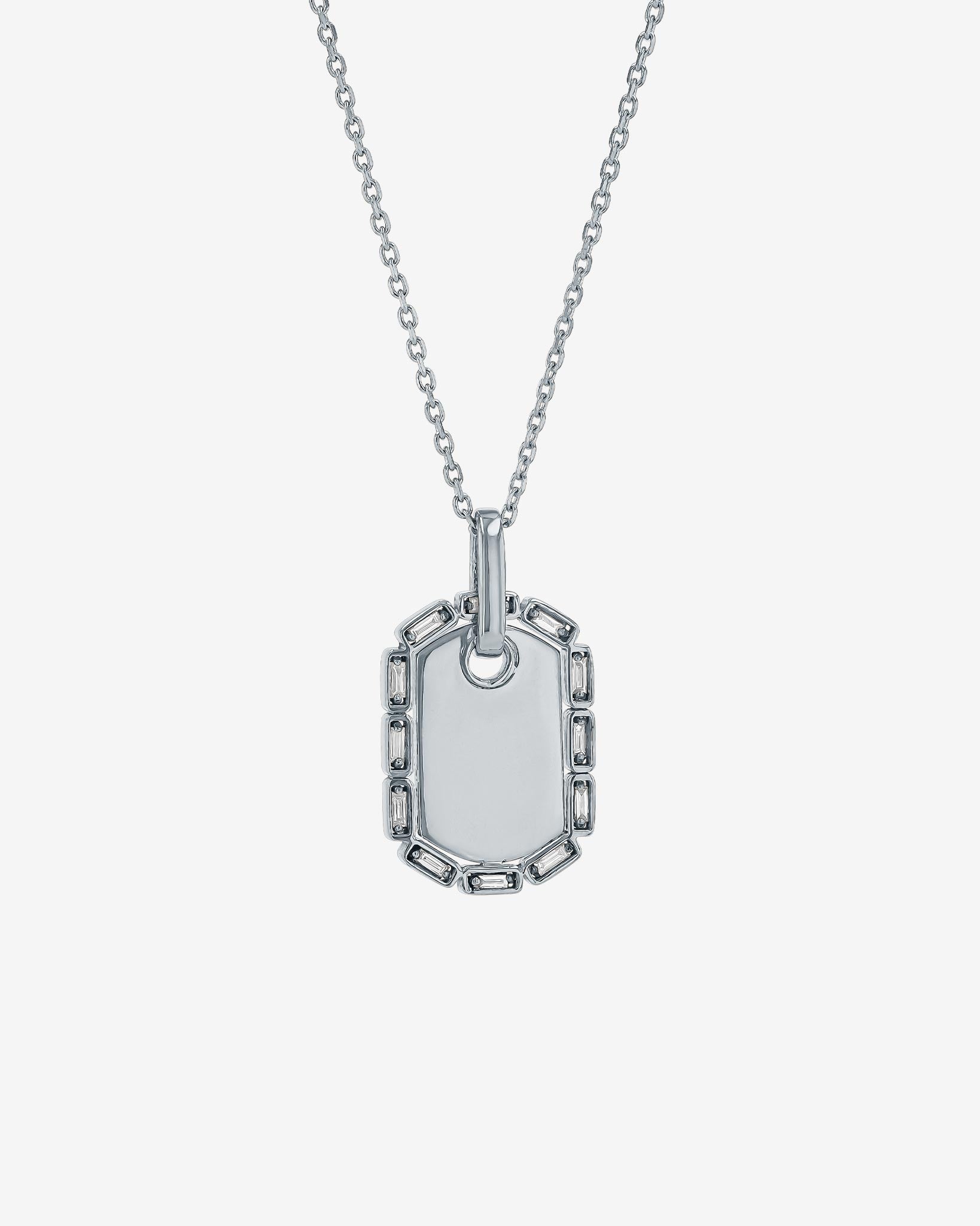 Suzanne Kalan Golden Midi Dog Tag Diamond Pendant in 18k white gold