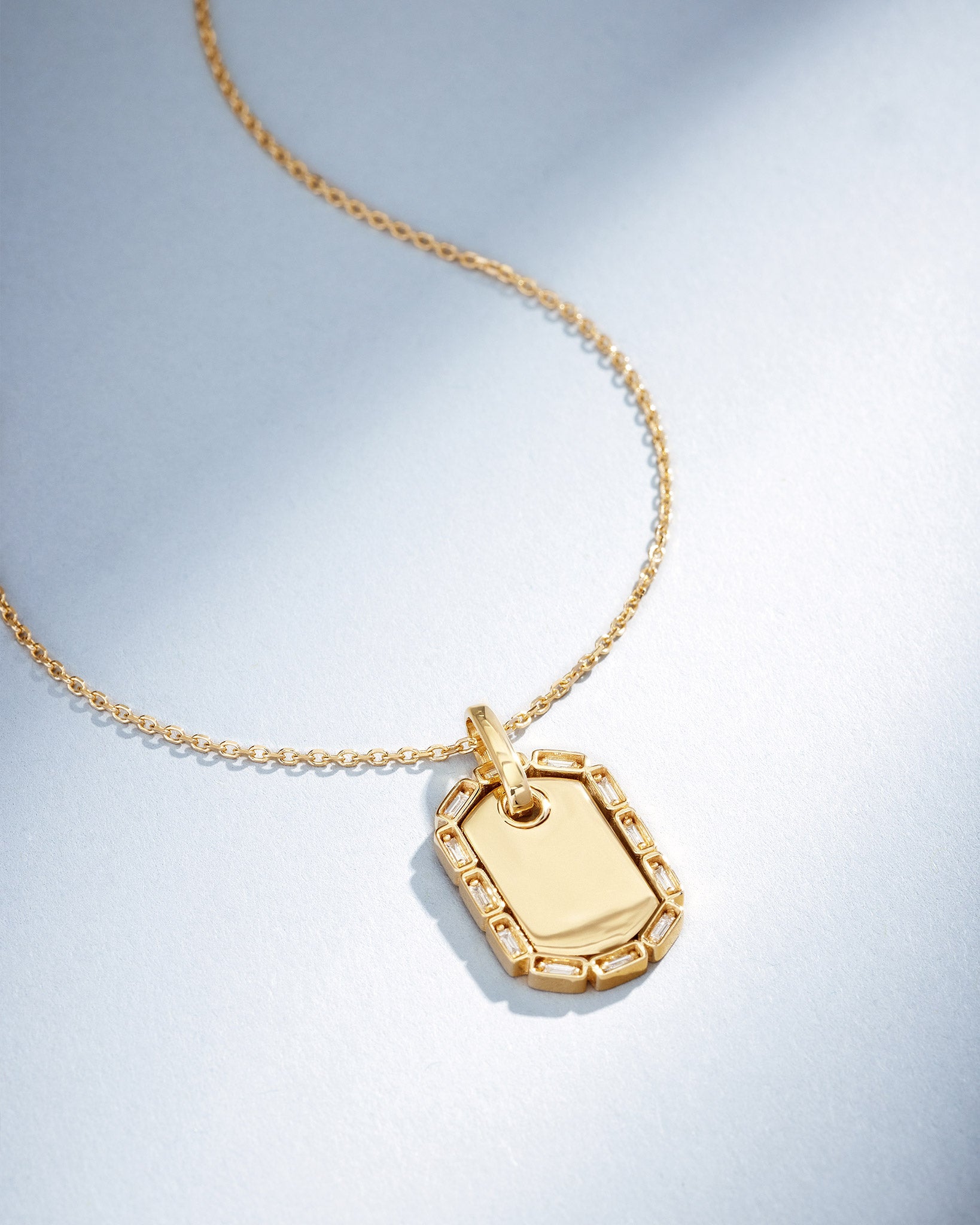 Suzanne Kalan Golden Midi Dog Tag Diamond Pendant in 18k yellow gold