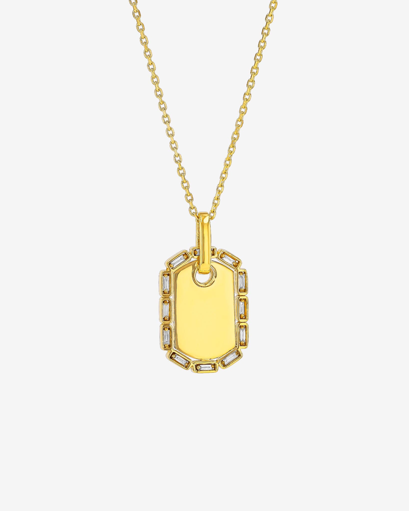 Golden Midi Dog Tag Diamond Pendant | Suzanne Kalan®