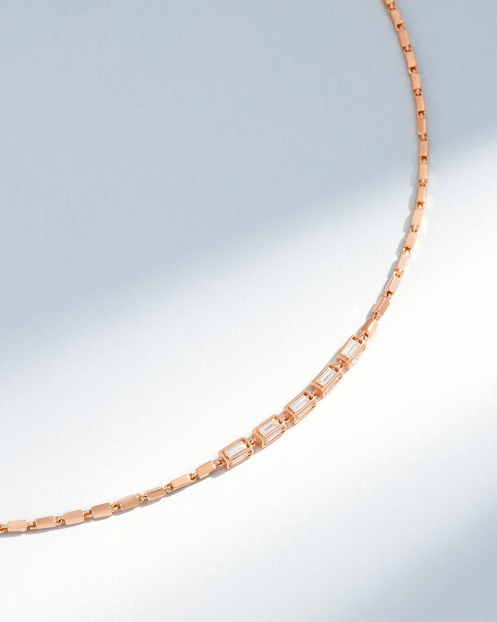 Suzanne Kalan Block-Chain Multi-Diamond Thin Necklace in 18k rose gold