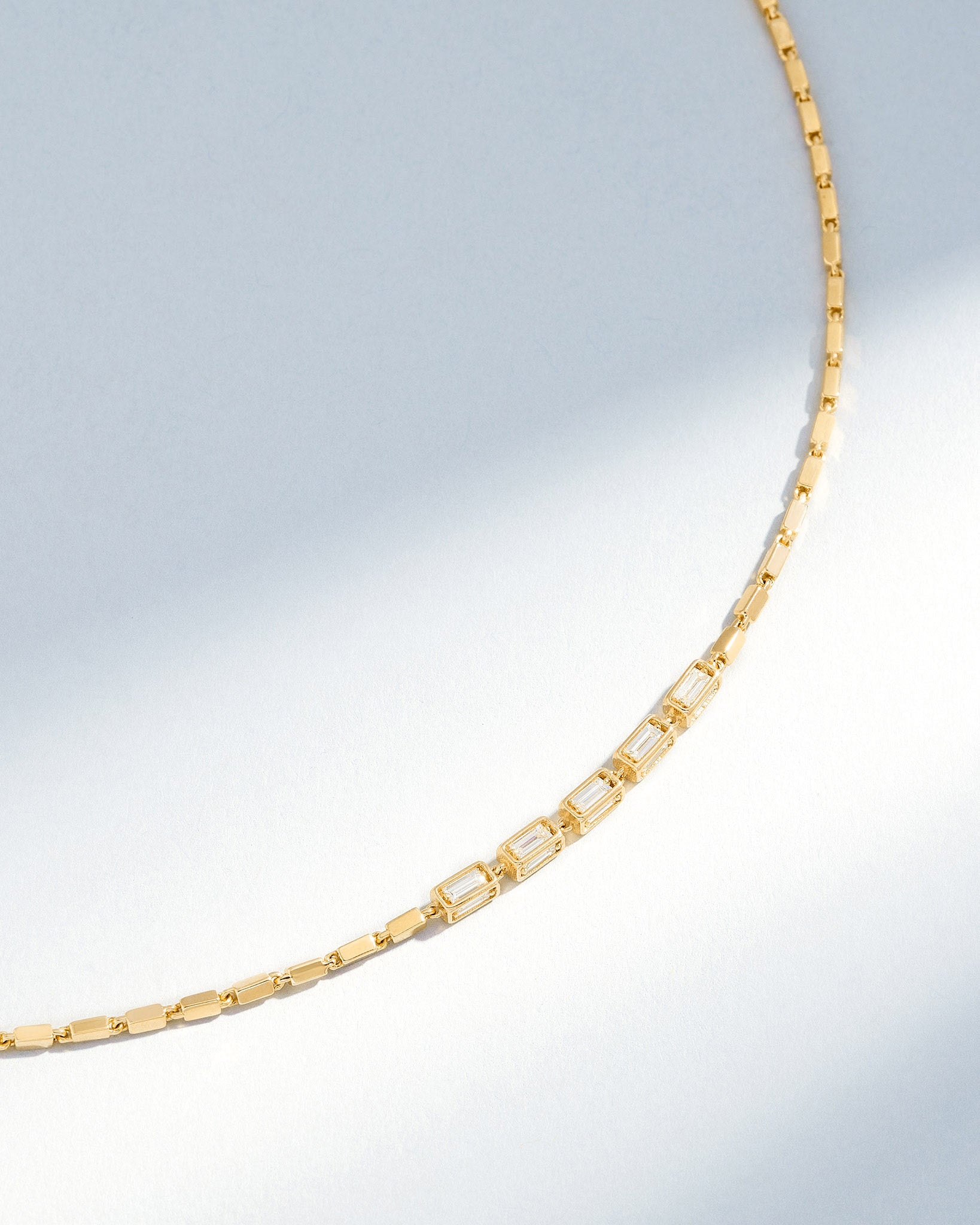 Suzanne Kalan Block-Chain Multi-Diamond Thin Necklace in 18k yellow gold