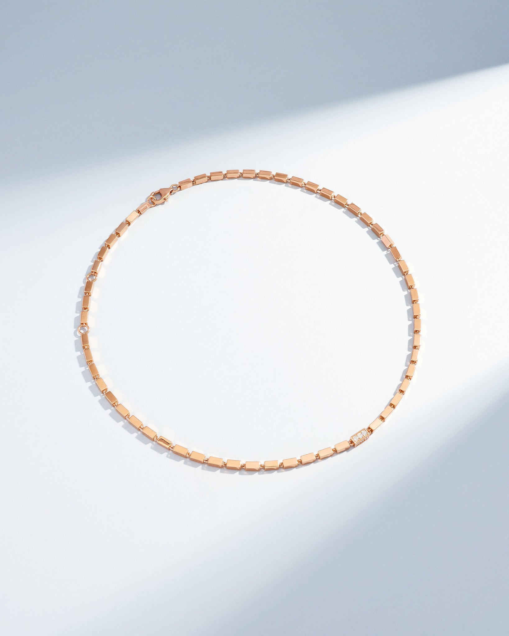 Suzanne Kalan Block-Chain Single Pave Diamond Thick Necklace in 18k rose gold