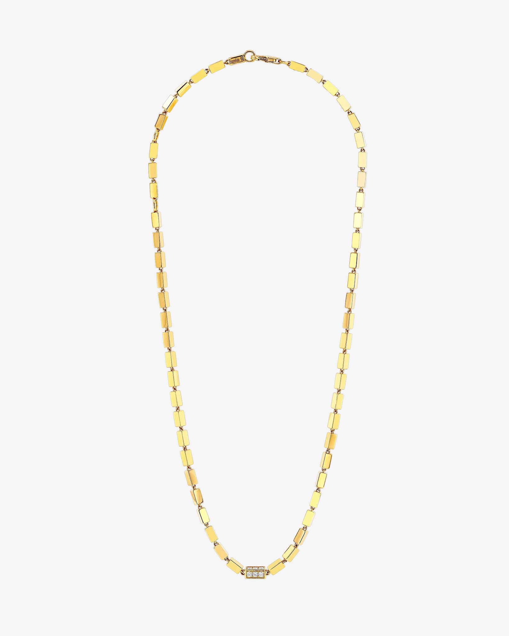 Suzanne Kalan Block-Chain Single Pave Diamond Thick Necklace in 18k yellow gold