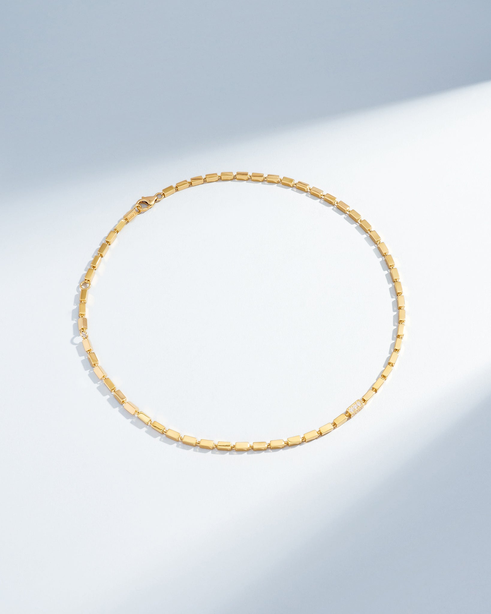 Suzanne Kalan Block-Chain Single Pave Diamond Thick Necklace in 18k yellow gold