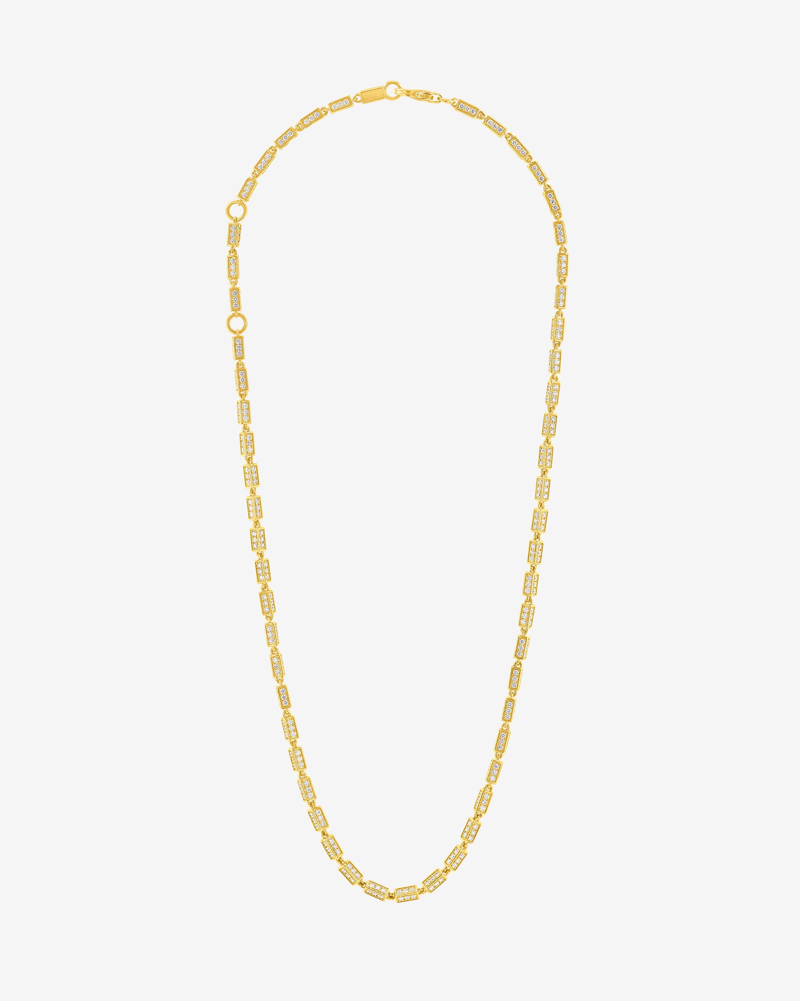 Suzanne Kalan Block-Chain Full Pave Diamond Medium Necklace in 18k yellow gold