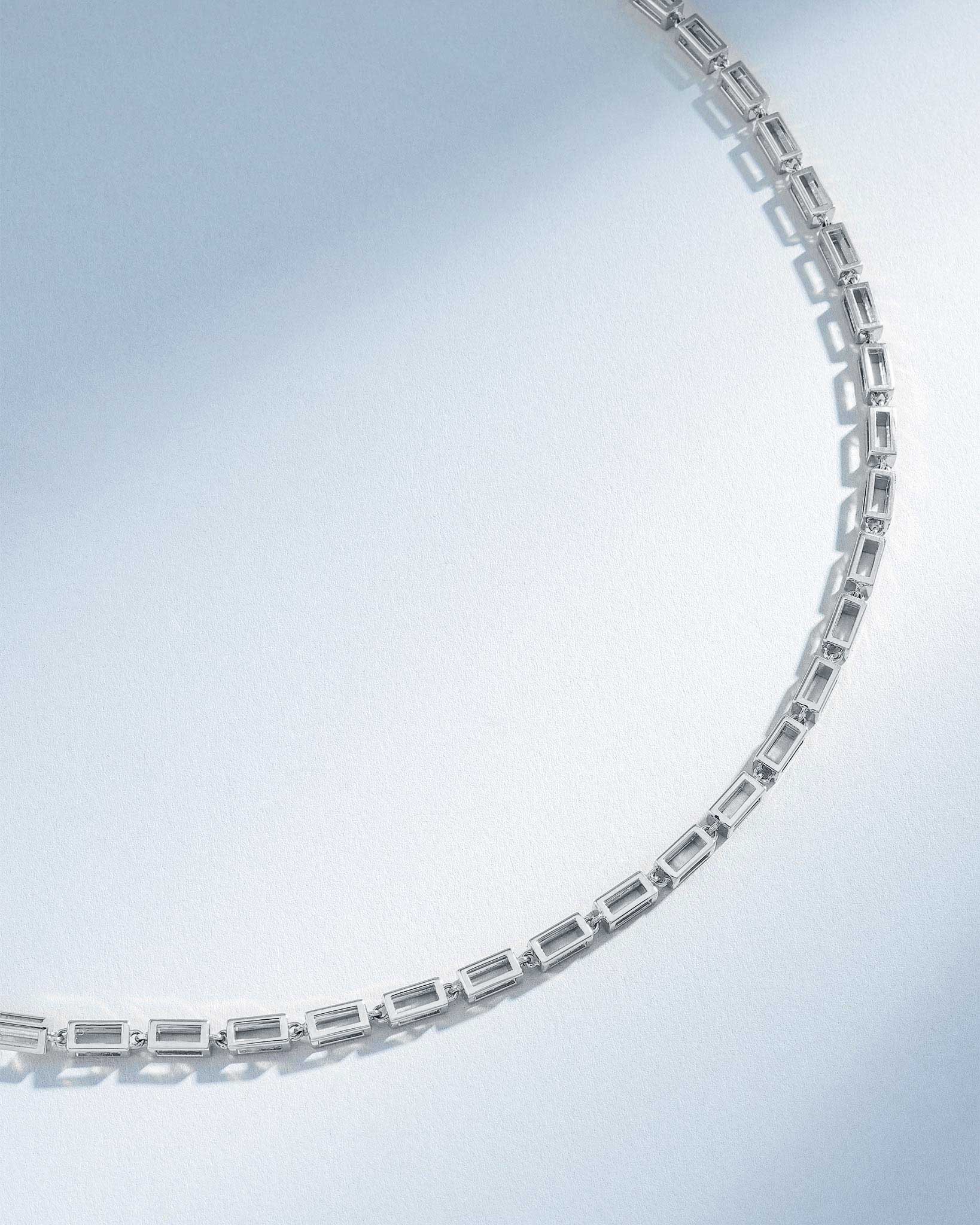 Suzanne Kalan Block-Chain Hollow Thick Necklace in 18k white gold