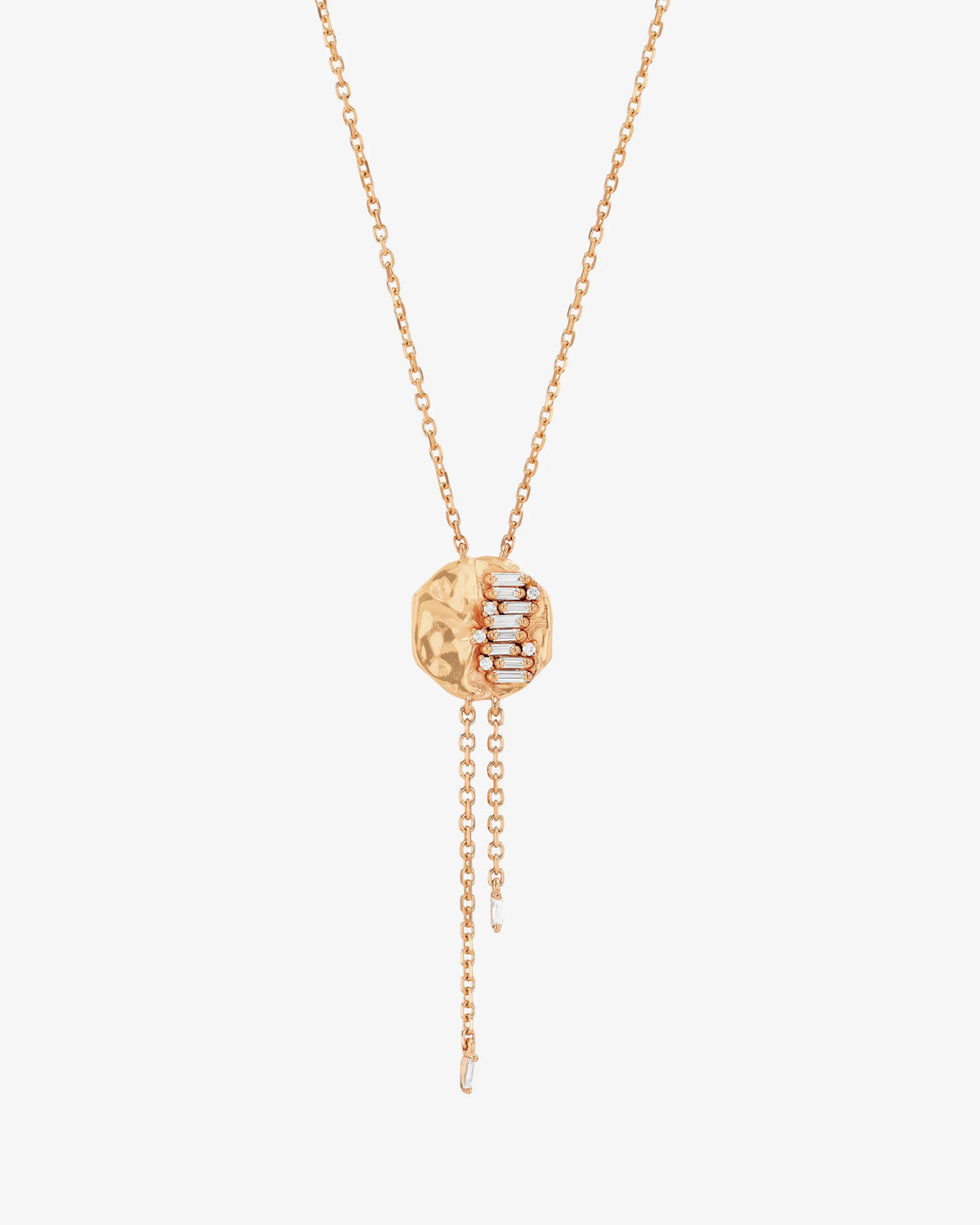 Suzanne Kalan Gilded Diamond Lariat Necklace in 18k rose gold