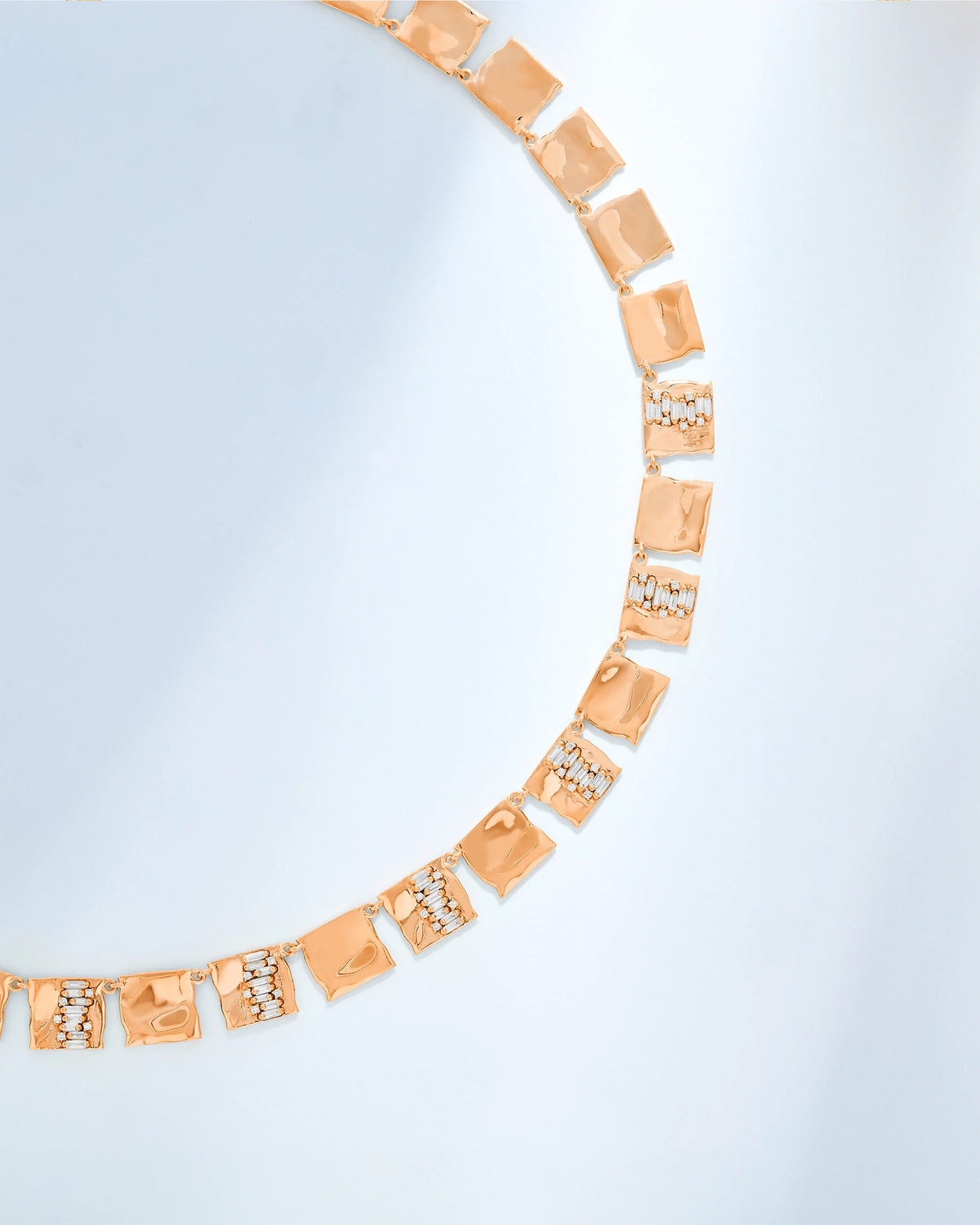 Suzanne Kalan Gilded Diamond Riviere Necklace in 18k rose gold