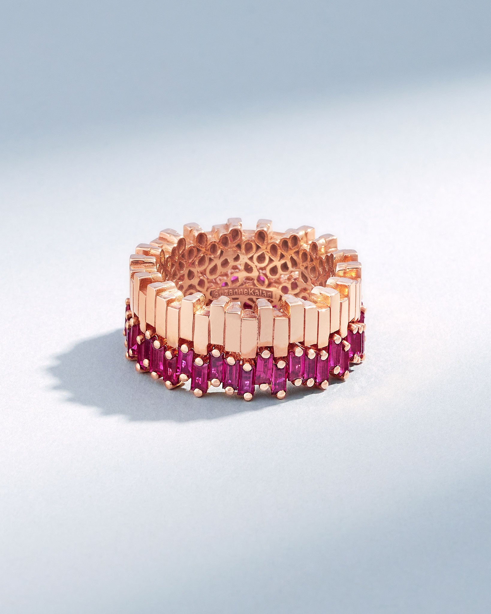 Suzanne Kalan Golden Midi Stacker Ruby Eternity Band in 18k rose gold