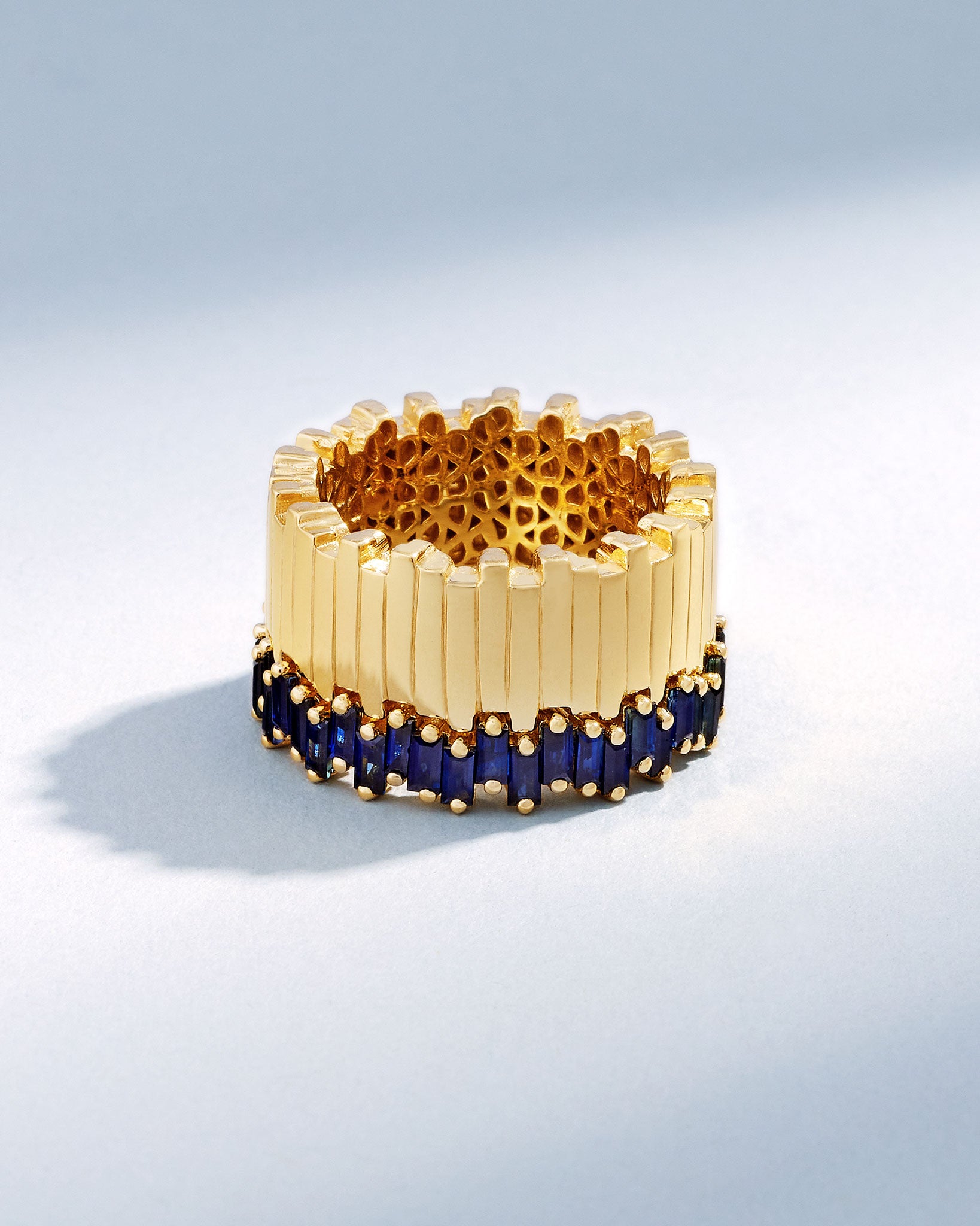 Suzanne Kalan Golden Milli Stacker Dark Blue Sapphire Eternity Band in 18k yellow gold