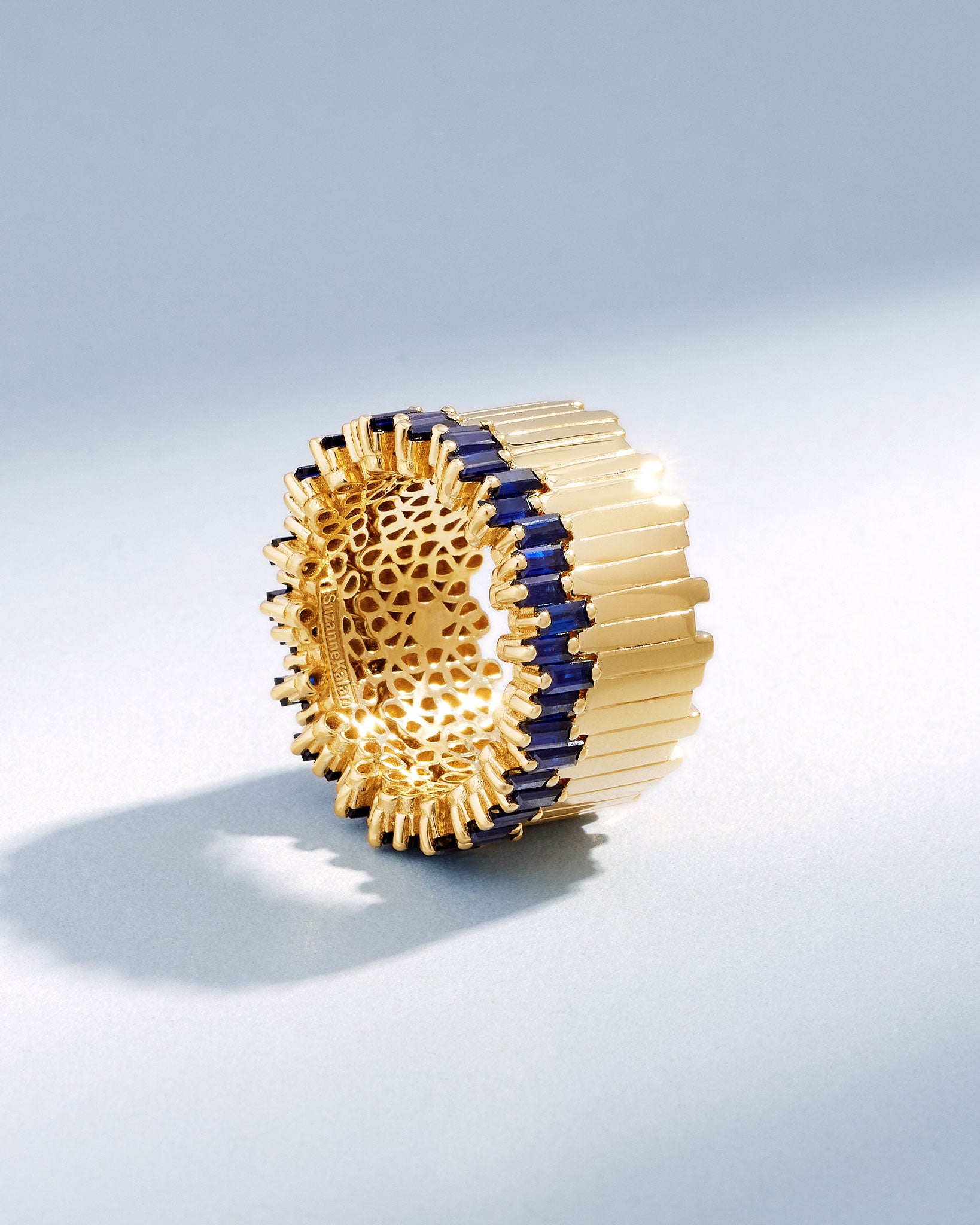 Suzanne Kalan Golden Milli Stacker Dark Blue Sapphire Eternity Band in 18k yellow gold