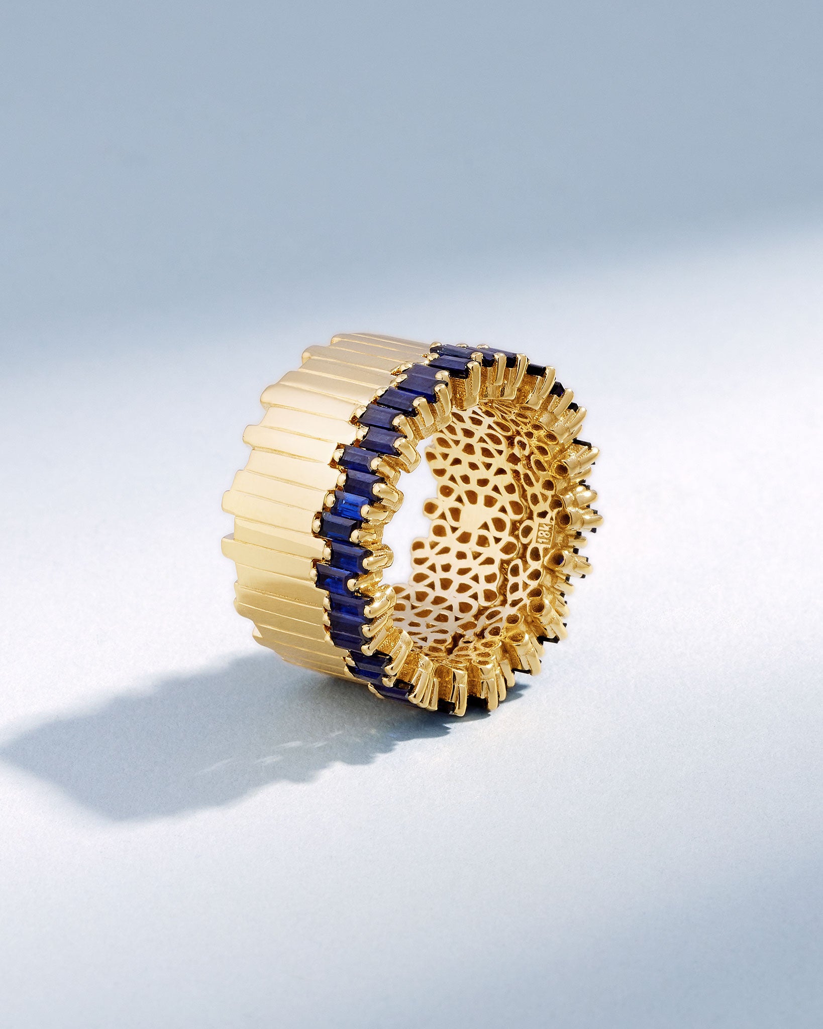 Suzanne Kalan Golden Milli Stacker Dark Blue Sapphire Eternity Band in 18k yellow gold