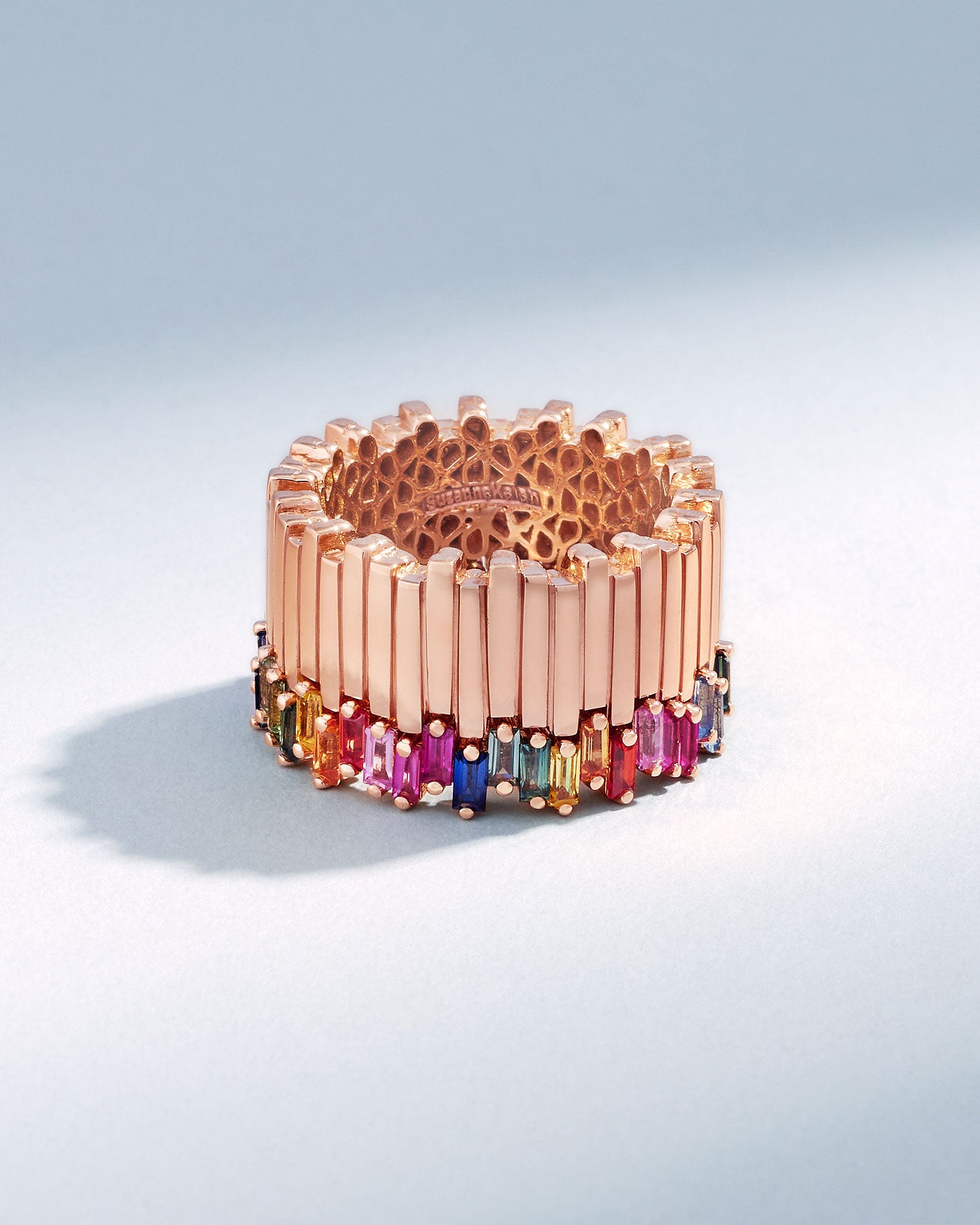 Suzanne Kalan Golden Milli Stacker Rainbow Sapphire Eternity Band in 18k rose gold