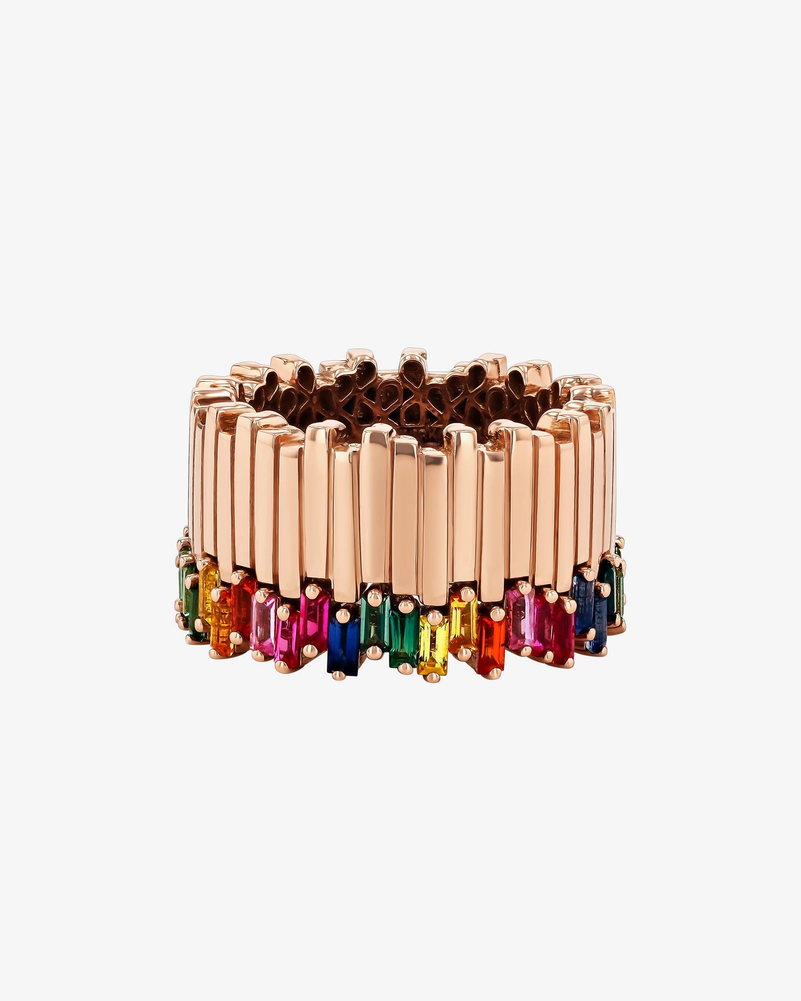Suzanne Kalan Golden Milli Stacker Rainbow Sapphire Eternity Band in 18k rose gold