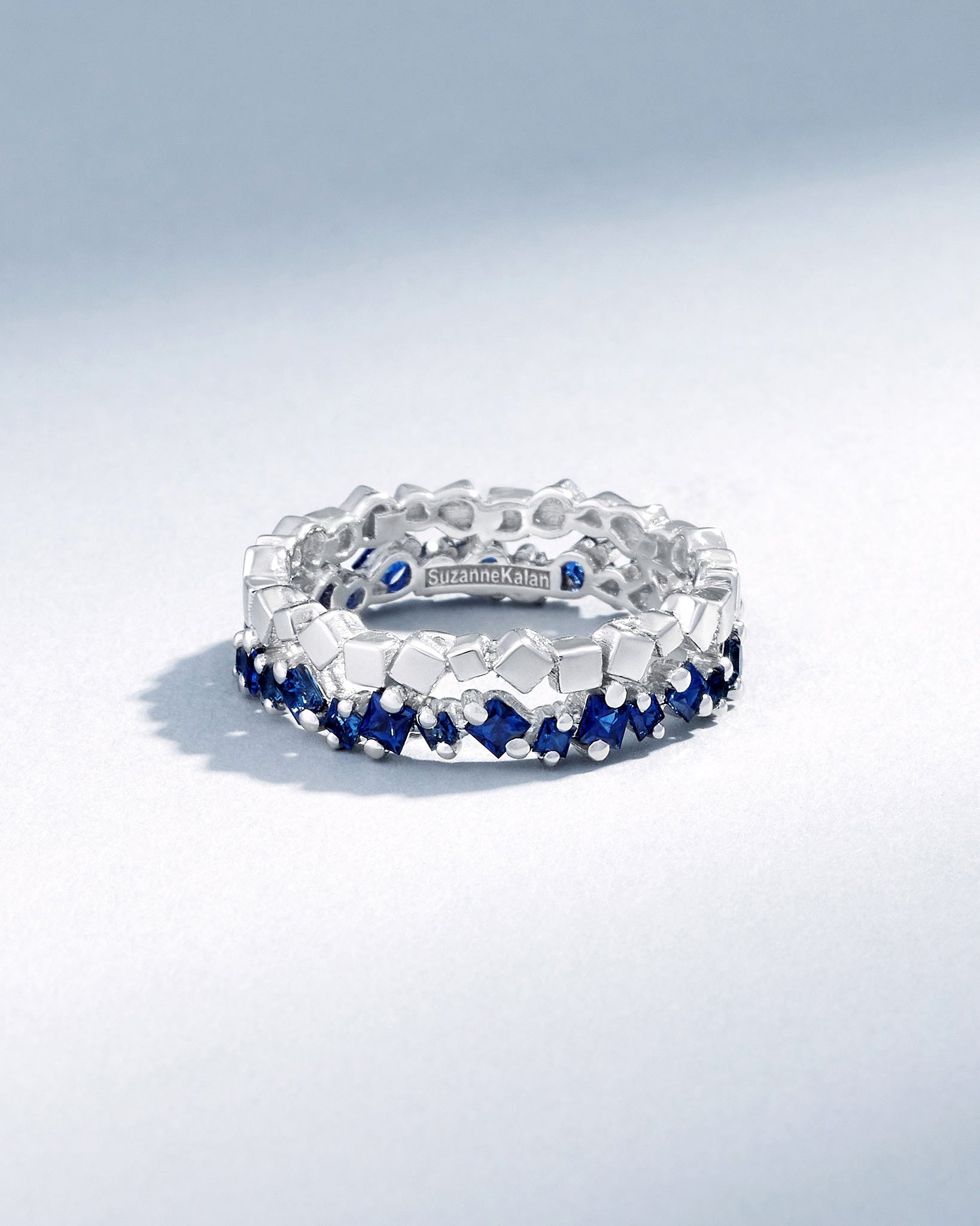 Suzanne Kalan Golden Mini Dark Blue Sapphire Eternity Band in 18k white gold