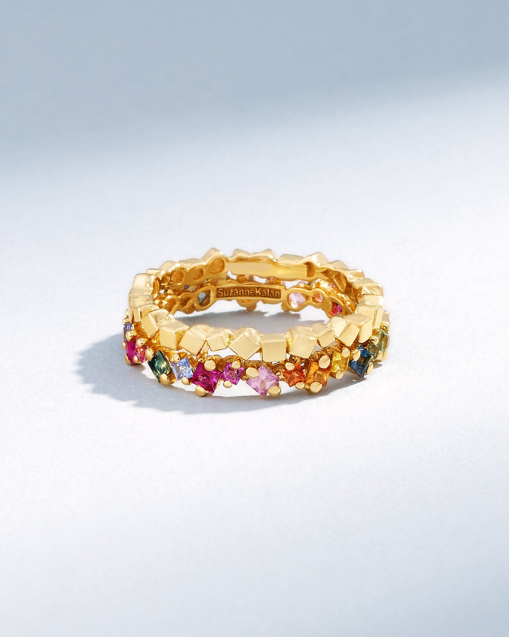 Suzanne Kalan Golden Mini Rainbow Sapphire Eternity Band in 18k yellow gold