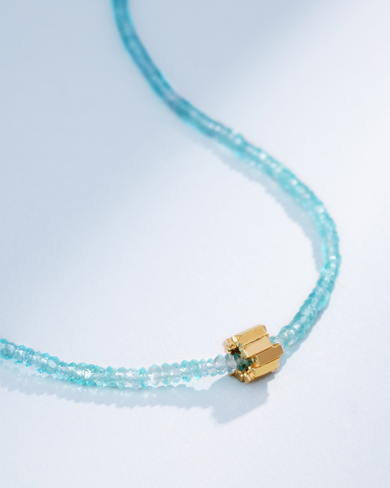 Suzanne Kalan Infinite Beaded Apatite & Mini Golden Rondelle Necklace in 18k yellow gold