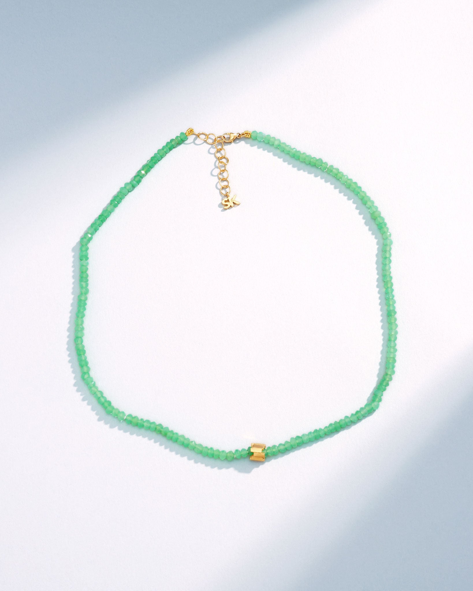Suzanne Kalan Infinite Beaded Chrysoprase & Mini Golden Rondelle Necklace in 18k yellow gold