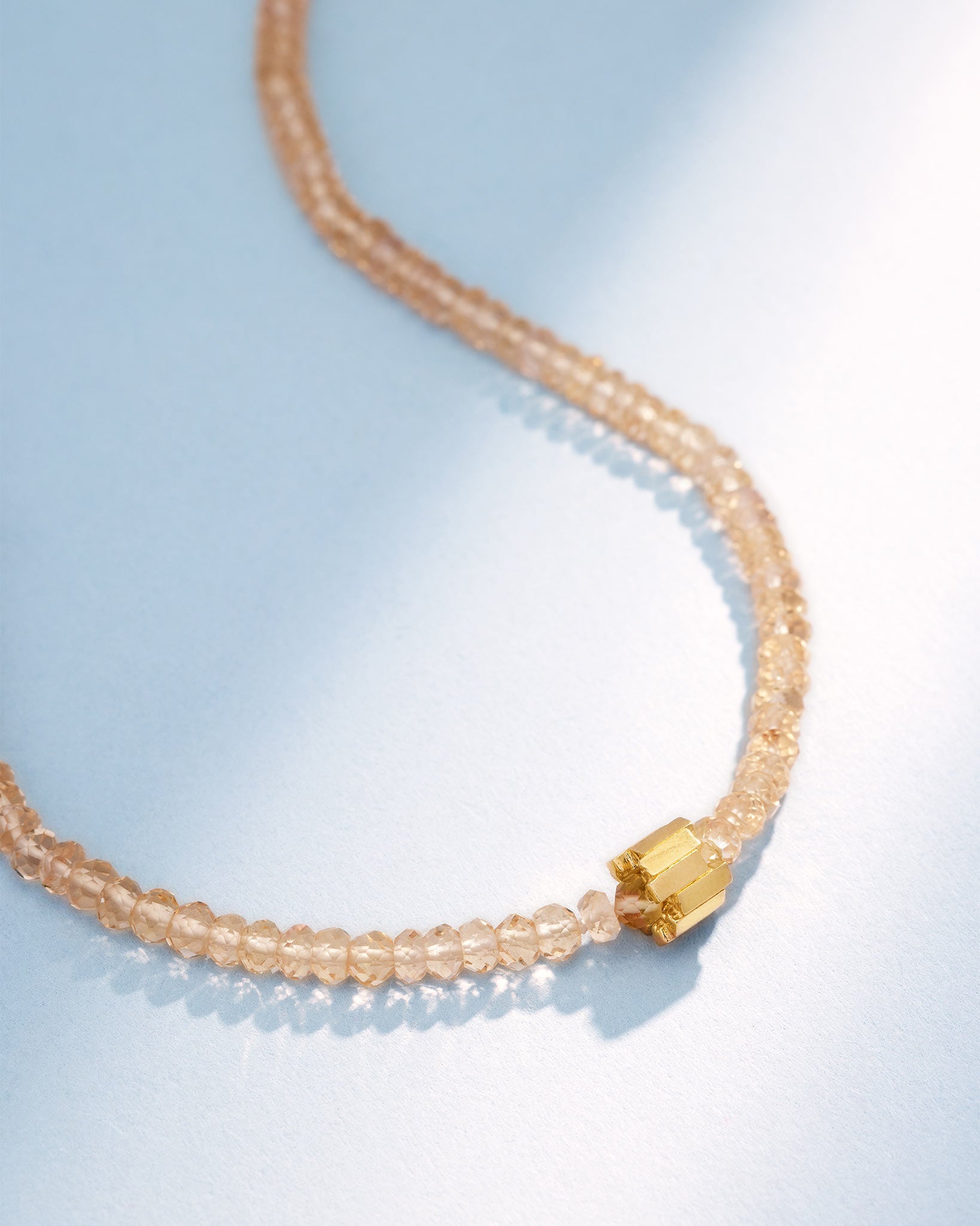 Suzanne Kalan Infinite Beaded Champagne Topaz & Mini Golden Rondelle Necklace in 18k yellow gold
