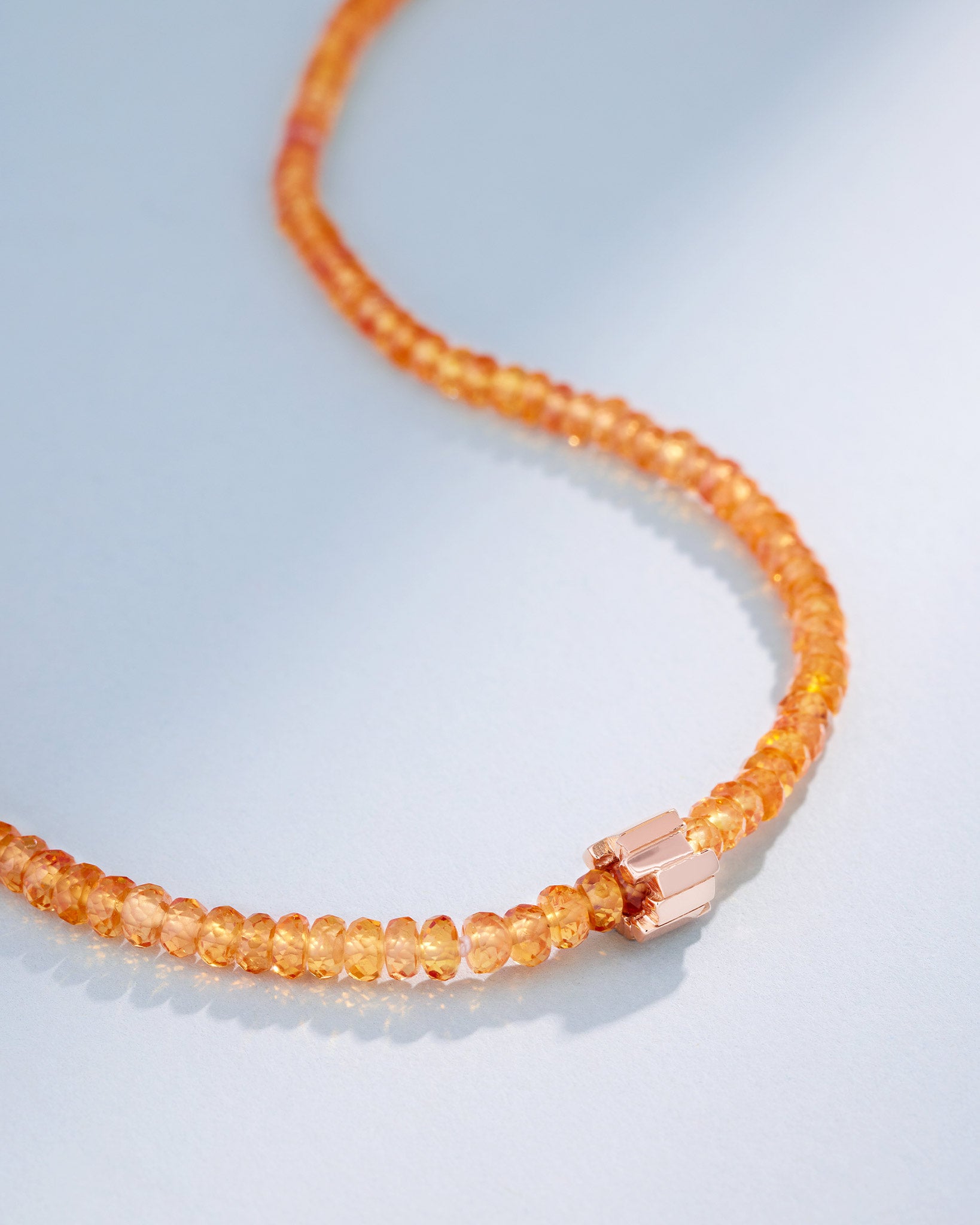 Suzanne Kalan Infinite Beaded Citrine & Mini Golden Rondelle Necklace in 18k rose gold