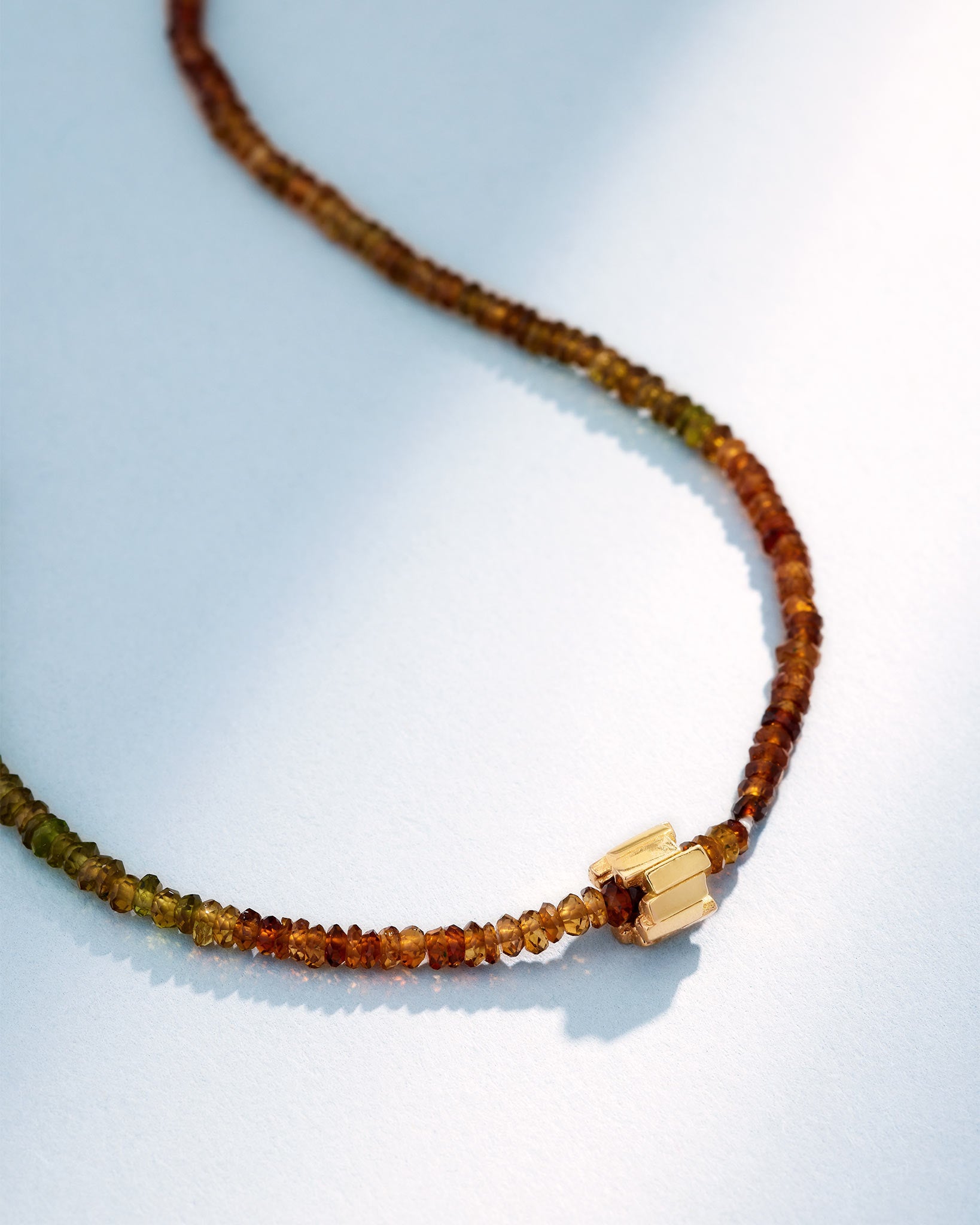 Suzanne Kalan Infinite Beaded Green Tourmaline & Mini Golden Rondelle Necklace in 18k yellow gold