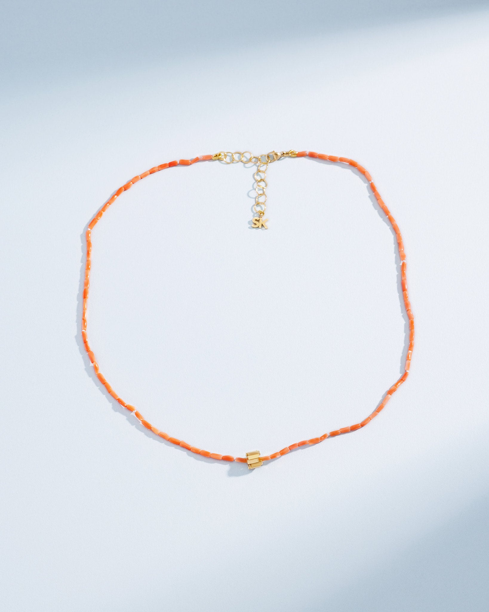 Suzanne Kalan Infinite Beaded Pink Coral & Mini Golden Rondelle Necklace in 18k yellow gold